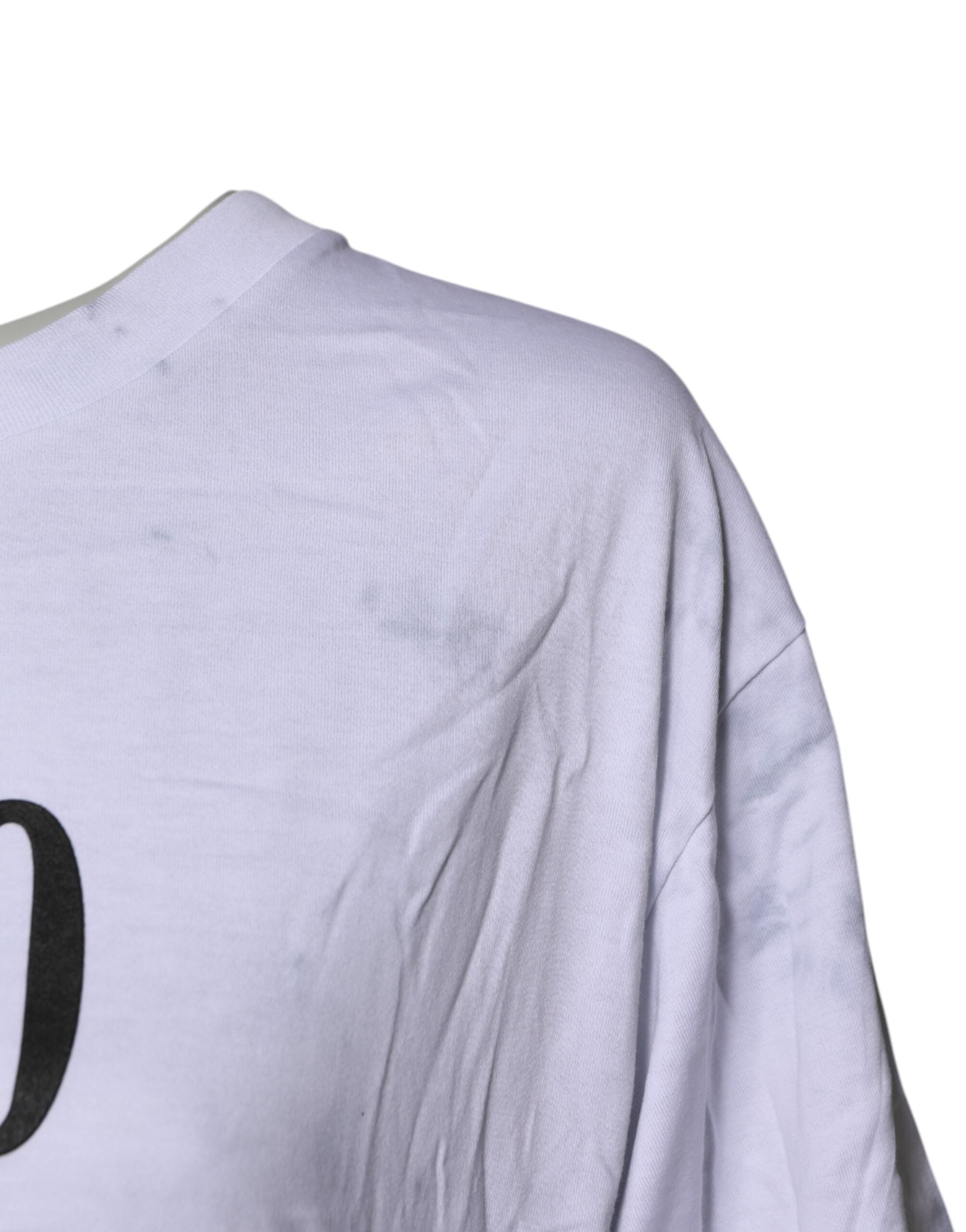 Dolce & Gabbana White Print Lace-Up Cotton Crew Neck T-shirt