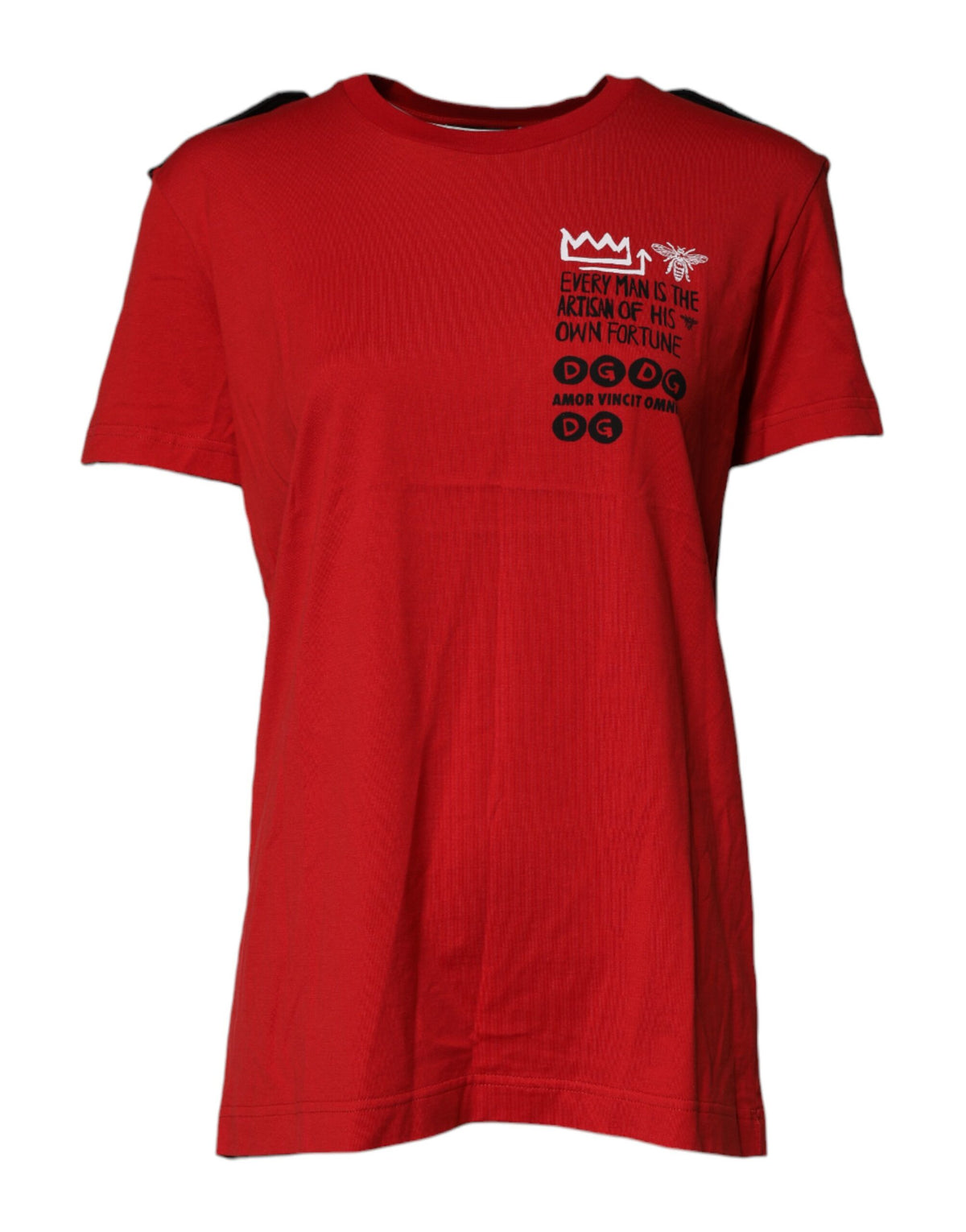 New Dolce & Gabbana Red Cotton Round Neck Short Sleeves T-shirt