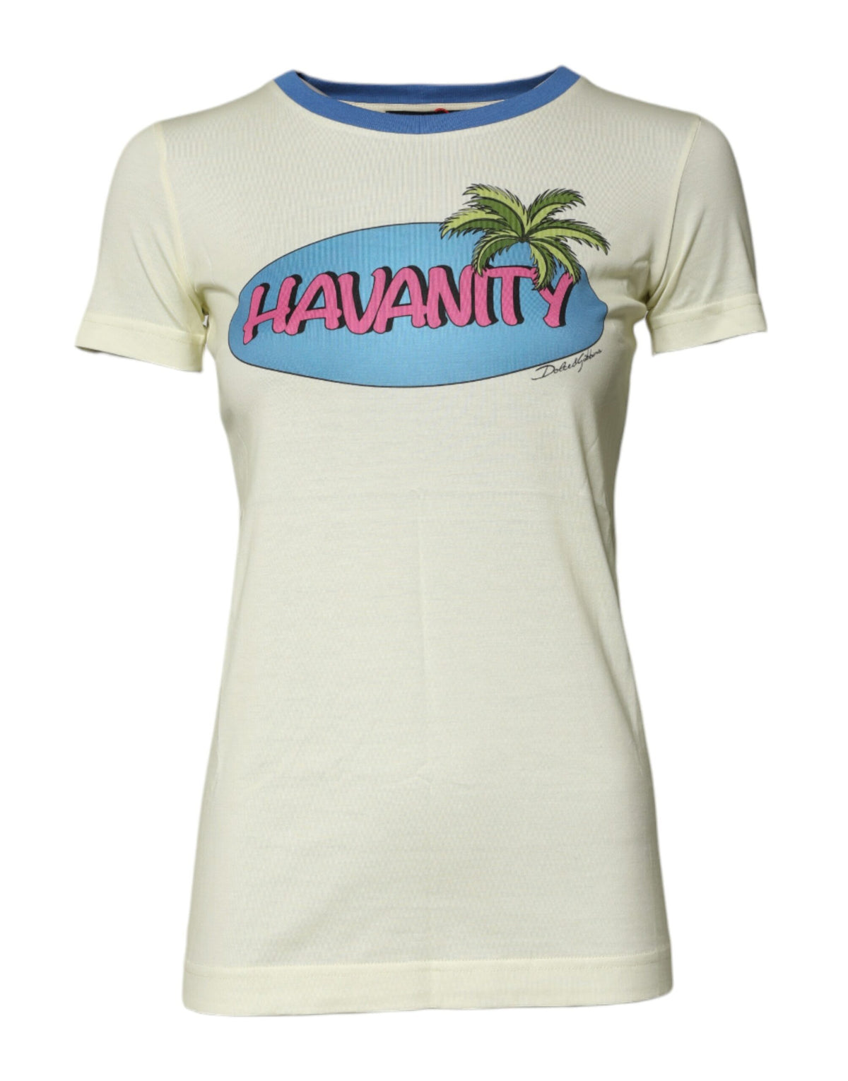 New Dolce & Gabbana Light Yellow Cotton Short Sleeve T-shirt