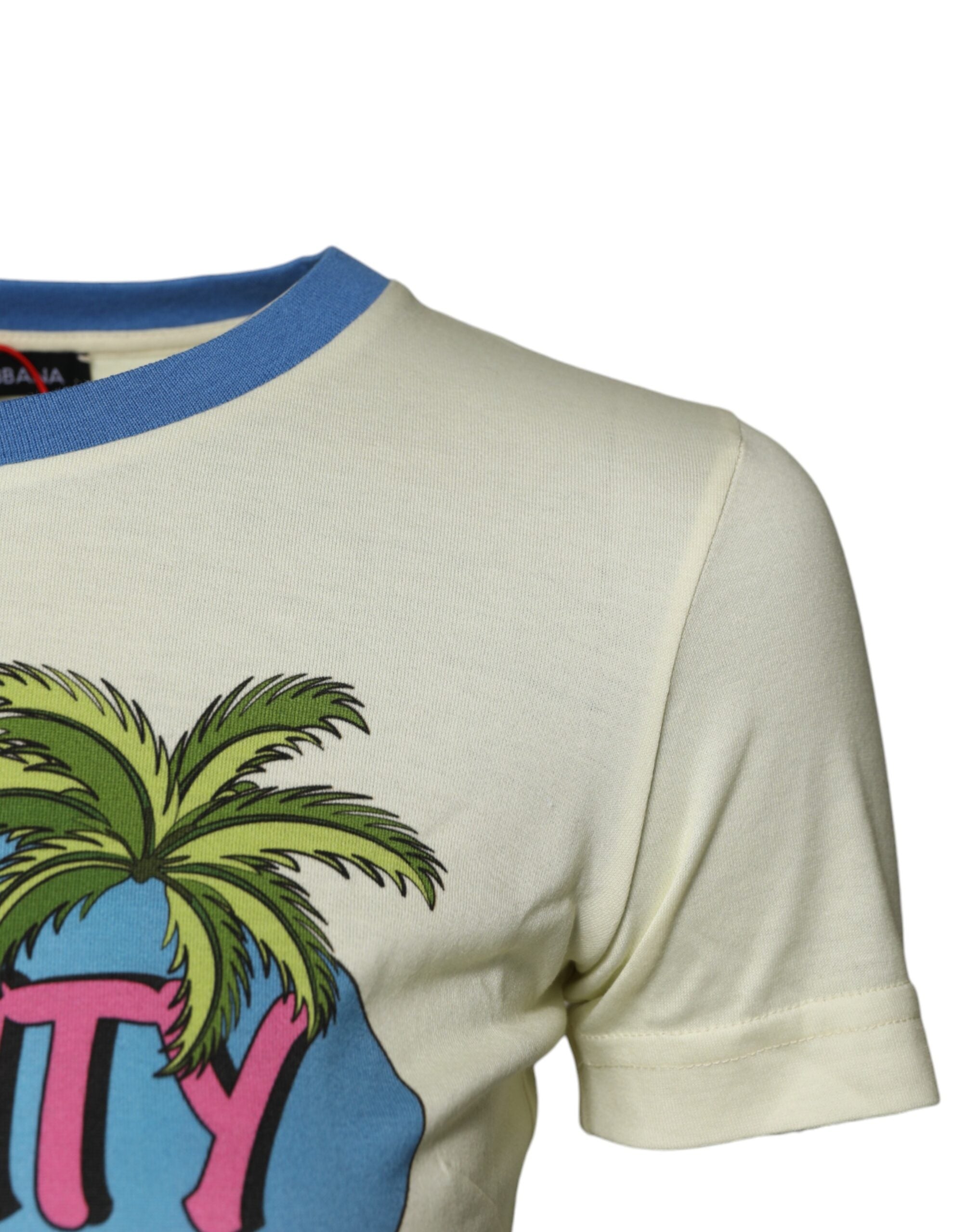 New Dolce & Gabbana Light Yellow Cotton Short Sleeve T-shirt