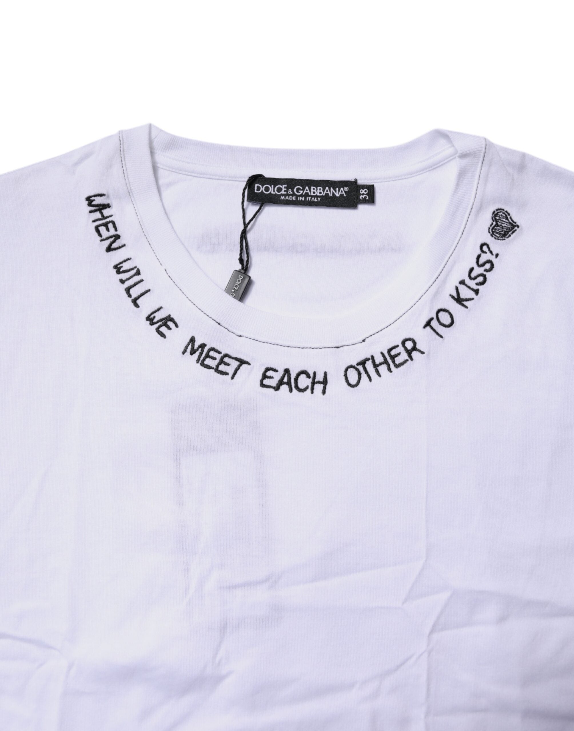 Pre-Owned Dolce & Gabbana White Cotton Sleeveless Printed Tank T-shirt