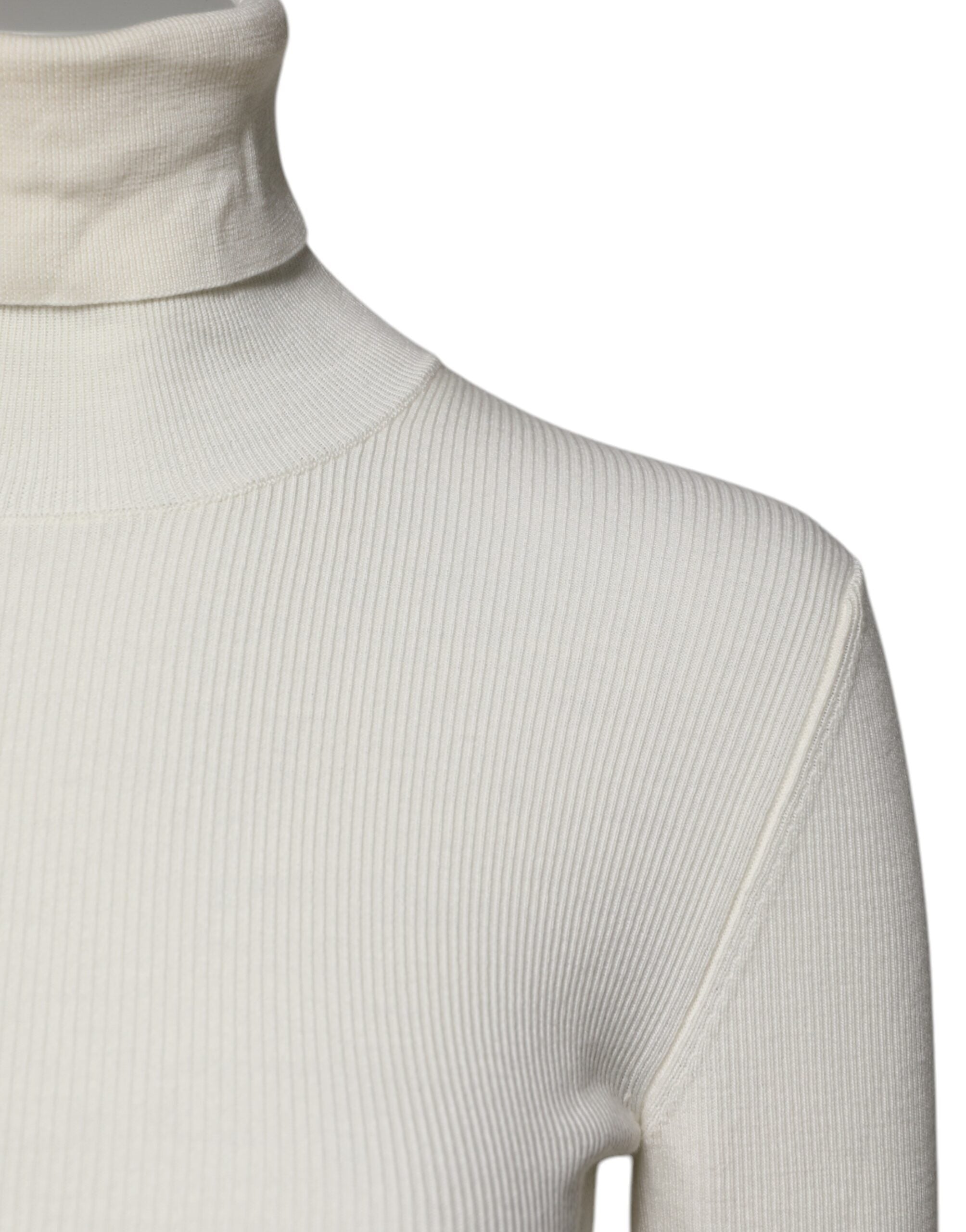 Dolce & Gabbana Cream Long Sleeves Turtleneck Slim Sweater