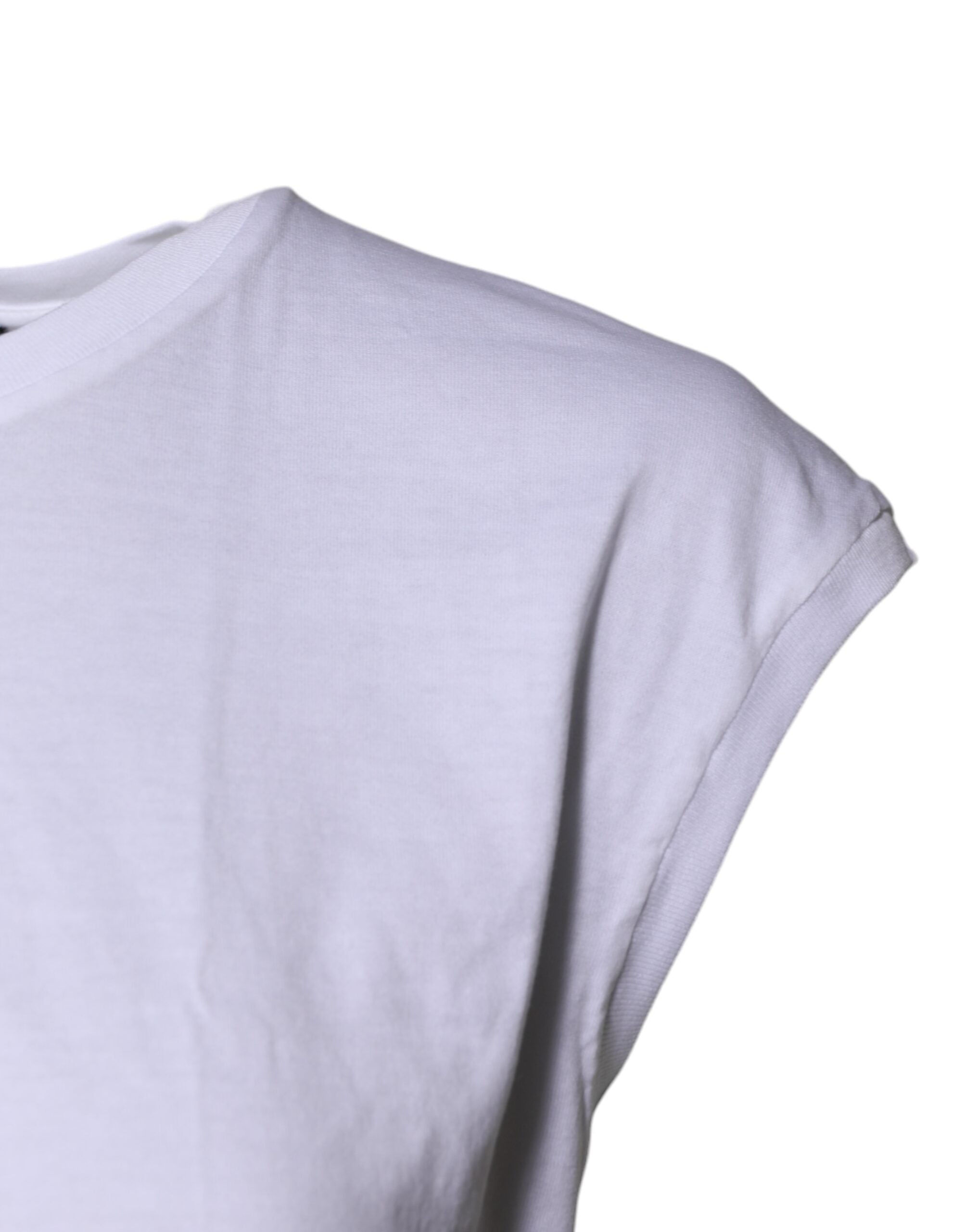 Dolce & Gabbana White Cotton Sleeveless Round Neck Tank Top