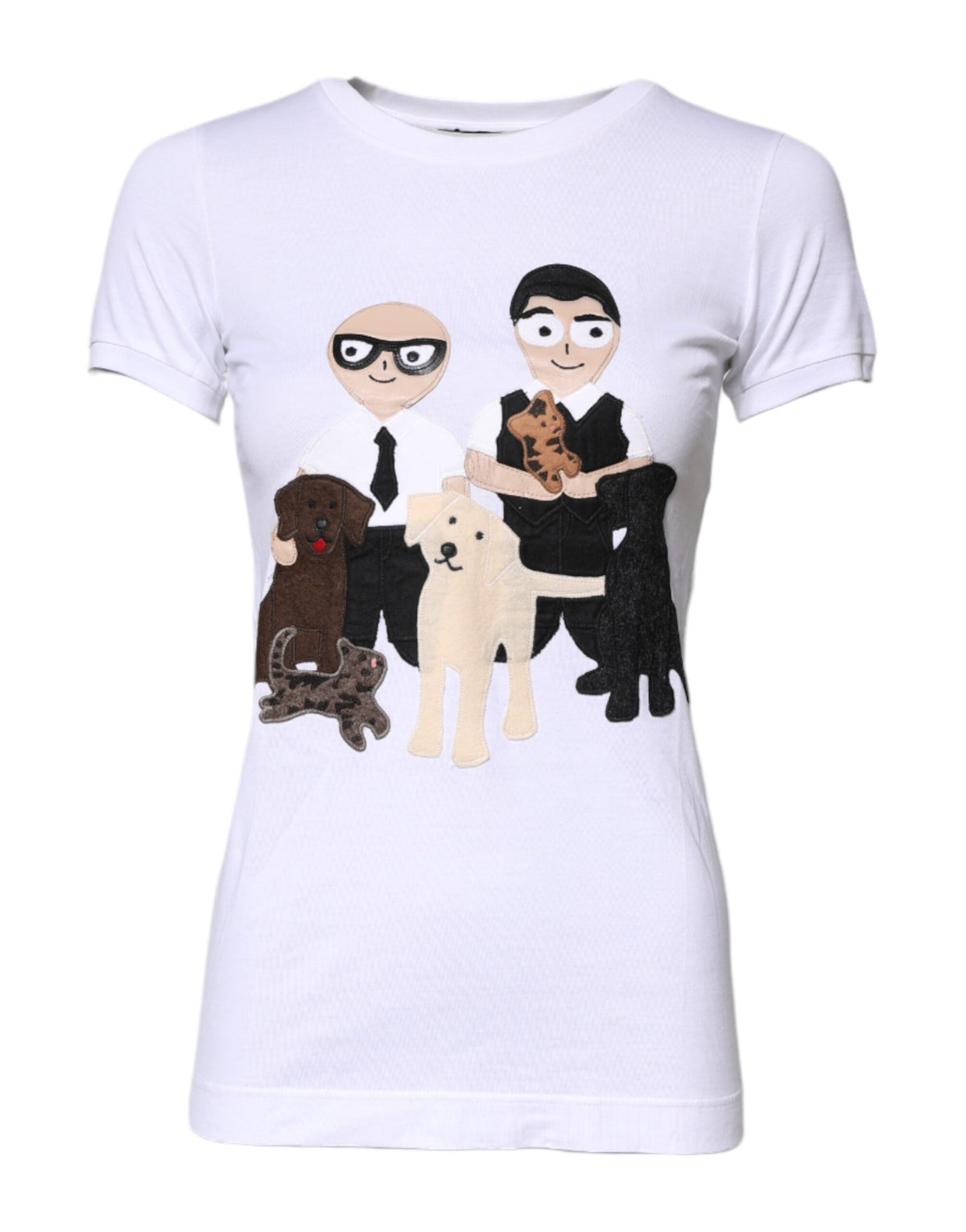 New Dolce & Gabbana White Cotton #DGFAMILY Embroidery T-shirt