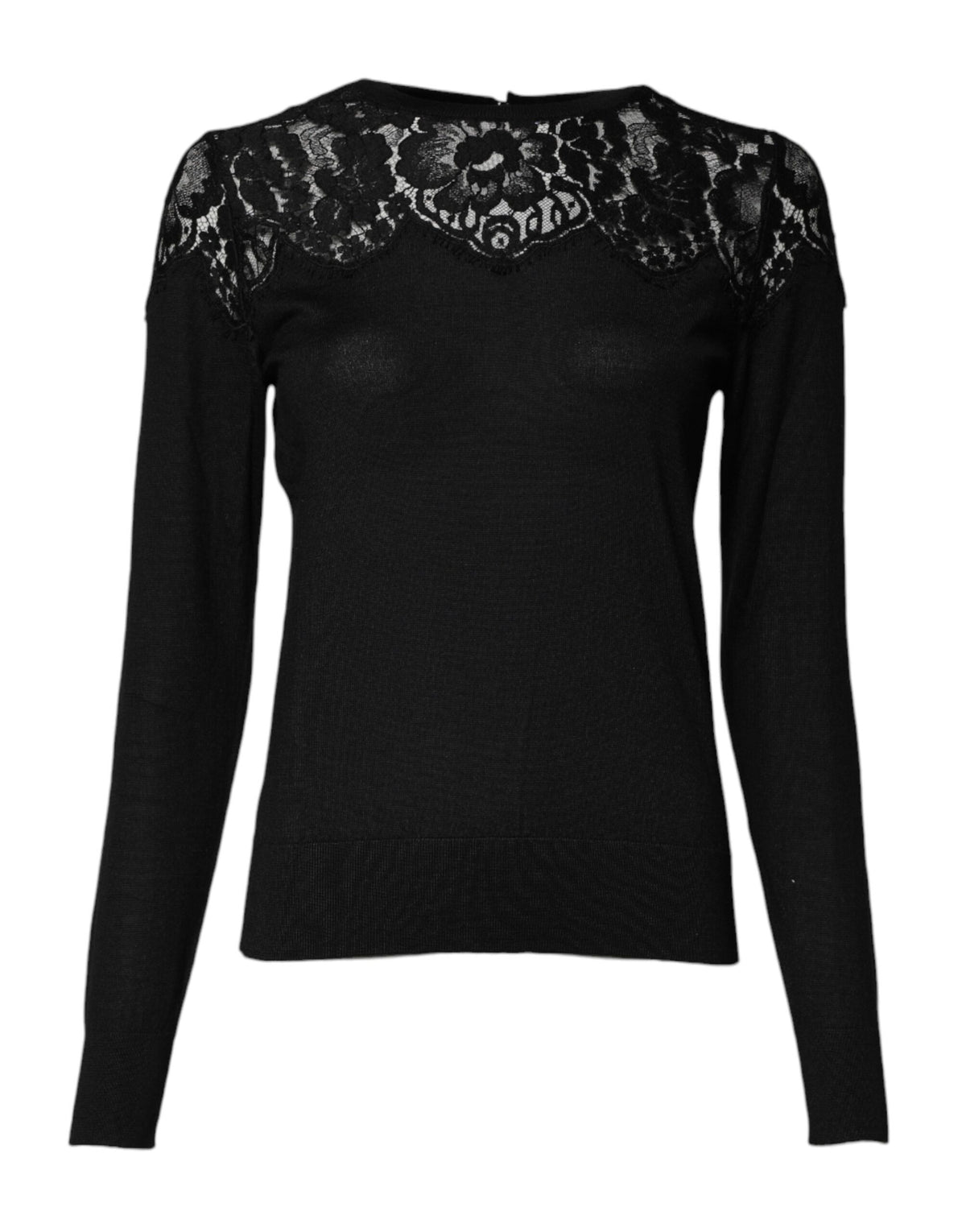 New Dolce & Gabbana Black Floral Lace Long Sleeves Blouse Top