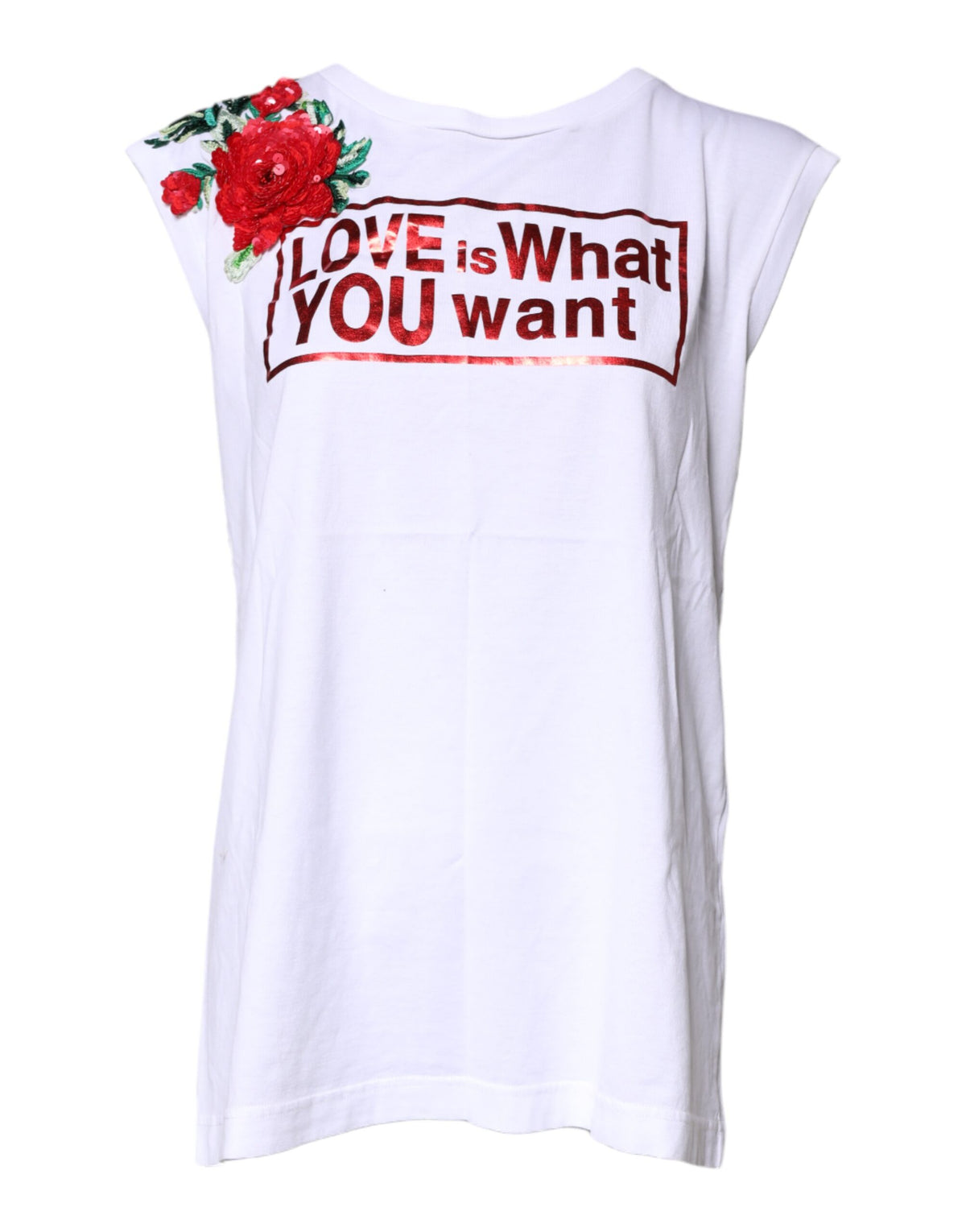 New Dolce & Gabbana White Floral Graphic Print Sleeveless Tank Top
