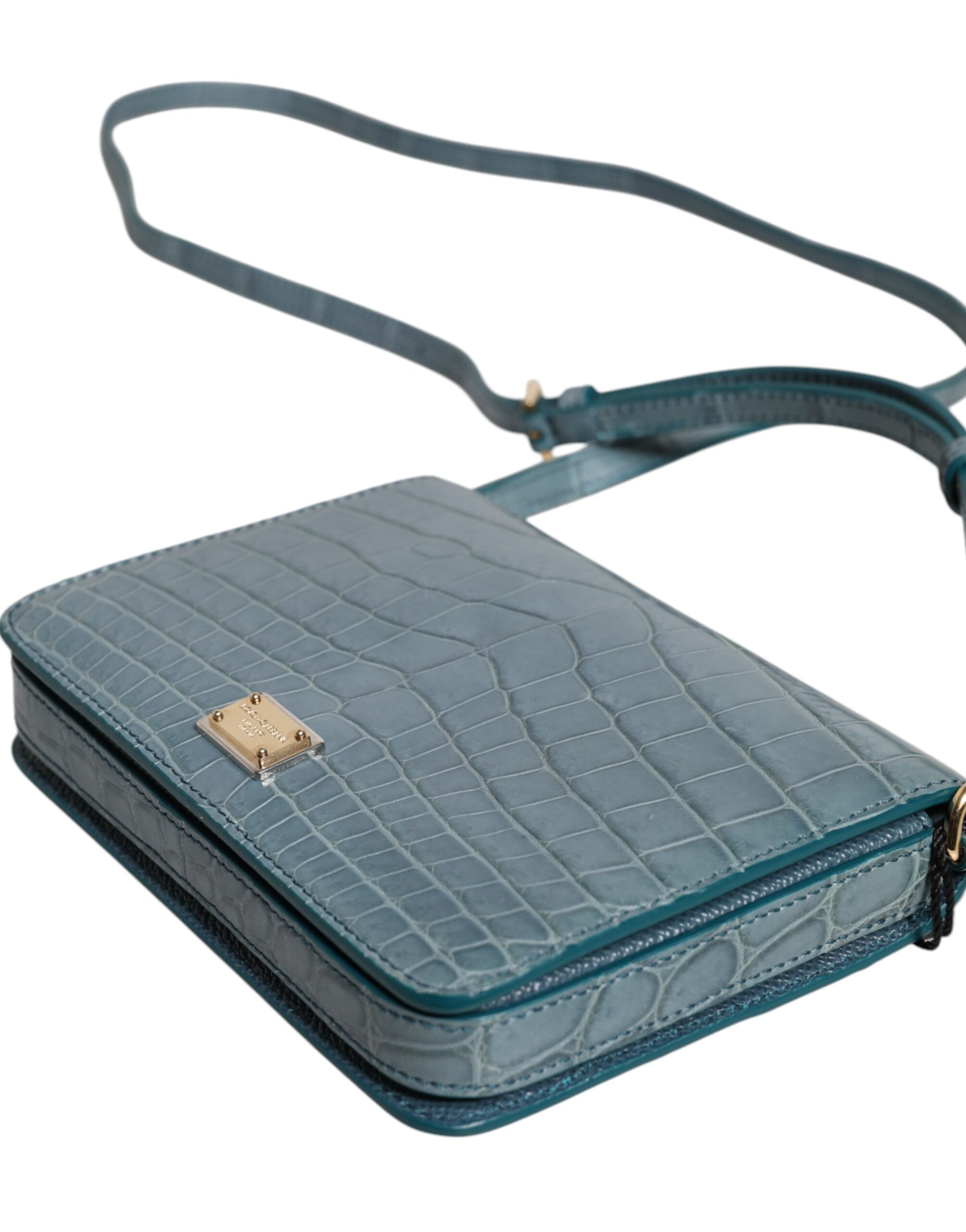 Dolce & Gabbana Green Exotic Leather DG Plaque Crossbody Mini Bag
