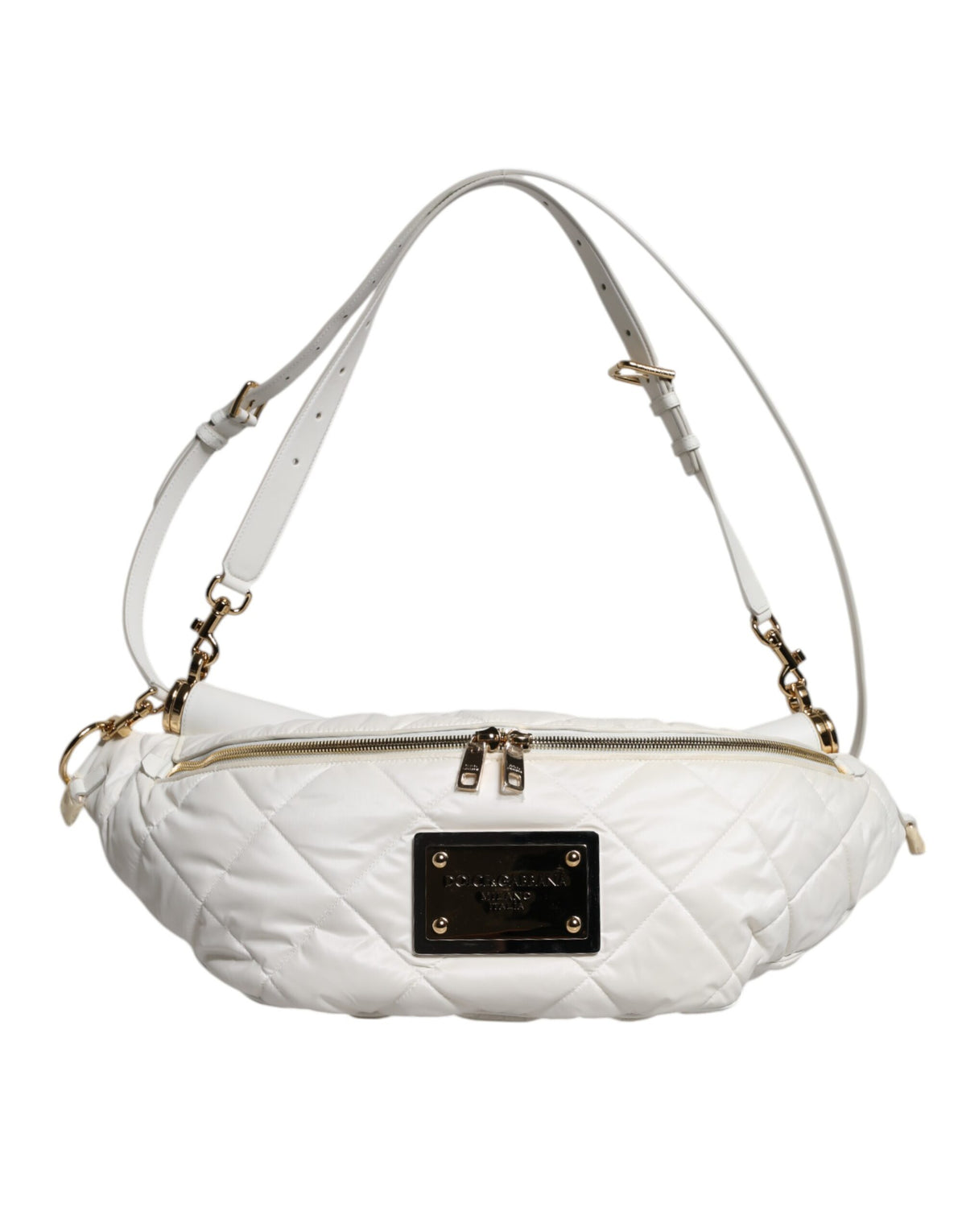 Dolce & Gabbana White Quilted Logo Plaque Belt Waist Fanny Pack Bag, new with tags – image 1 of 8