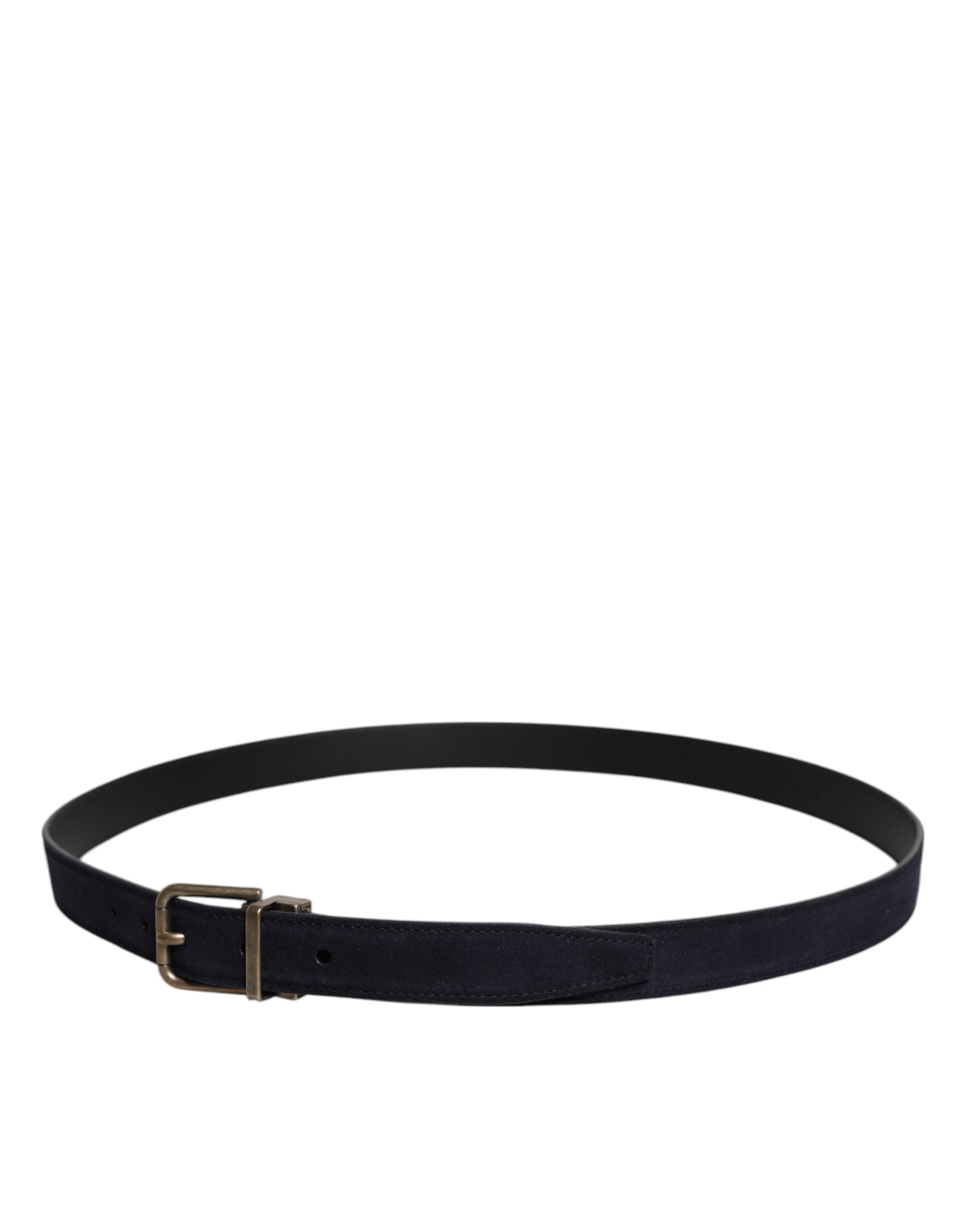 New Dolce & Gabbana Black Goat Leather Metal Buckle Classic Belt