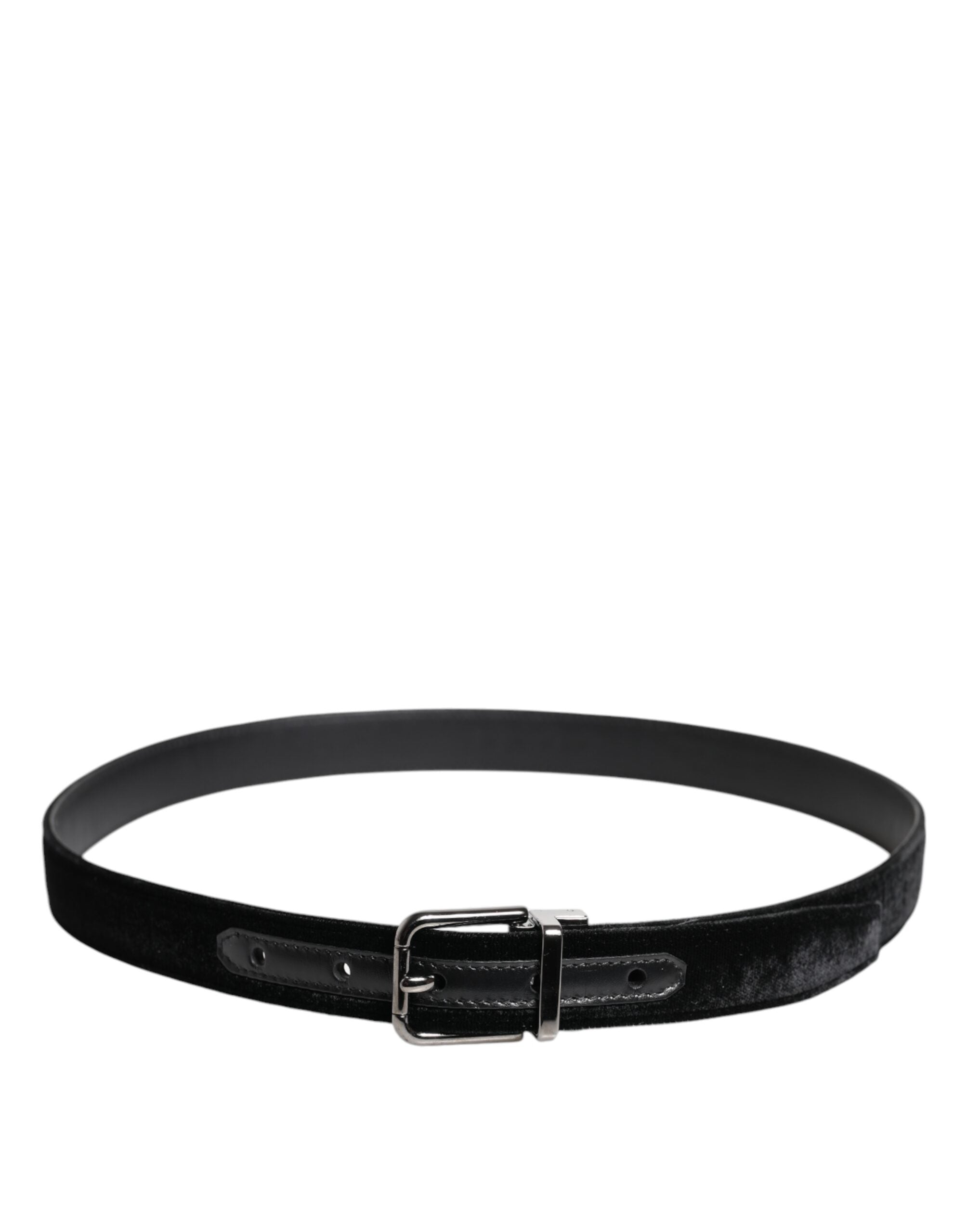 New Dolce & Gabbana Black Leather Metal Buckle Classic Belt