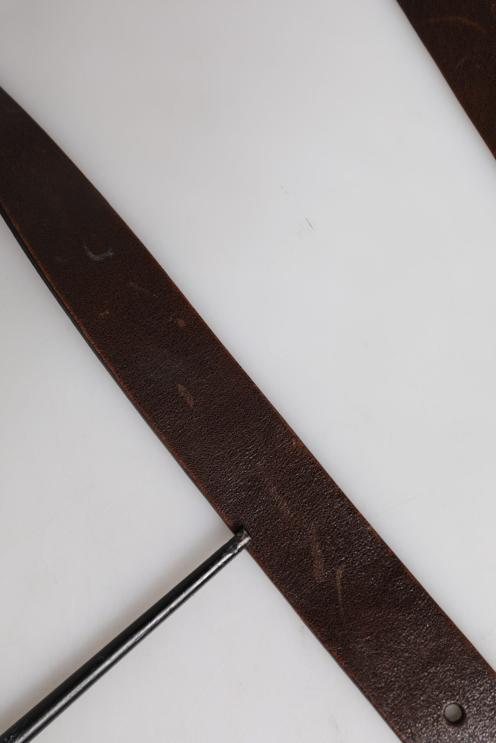 Dolce & Gabbana Brown Leather Classic Metal Logo Buckle Belt