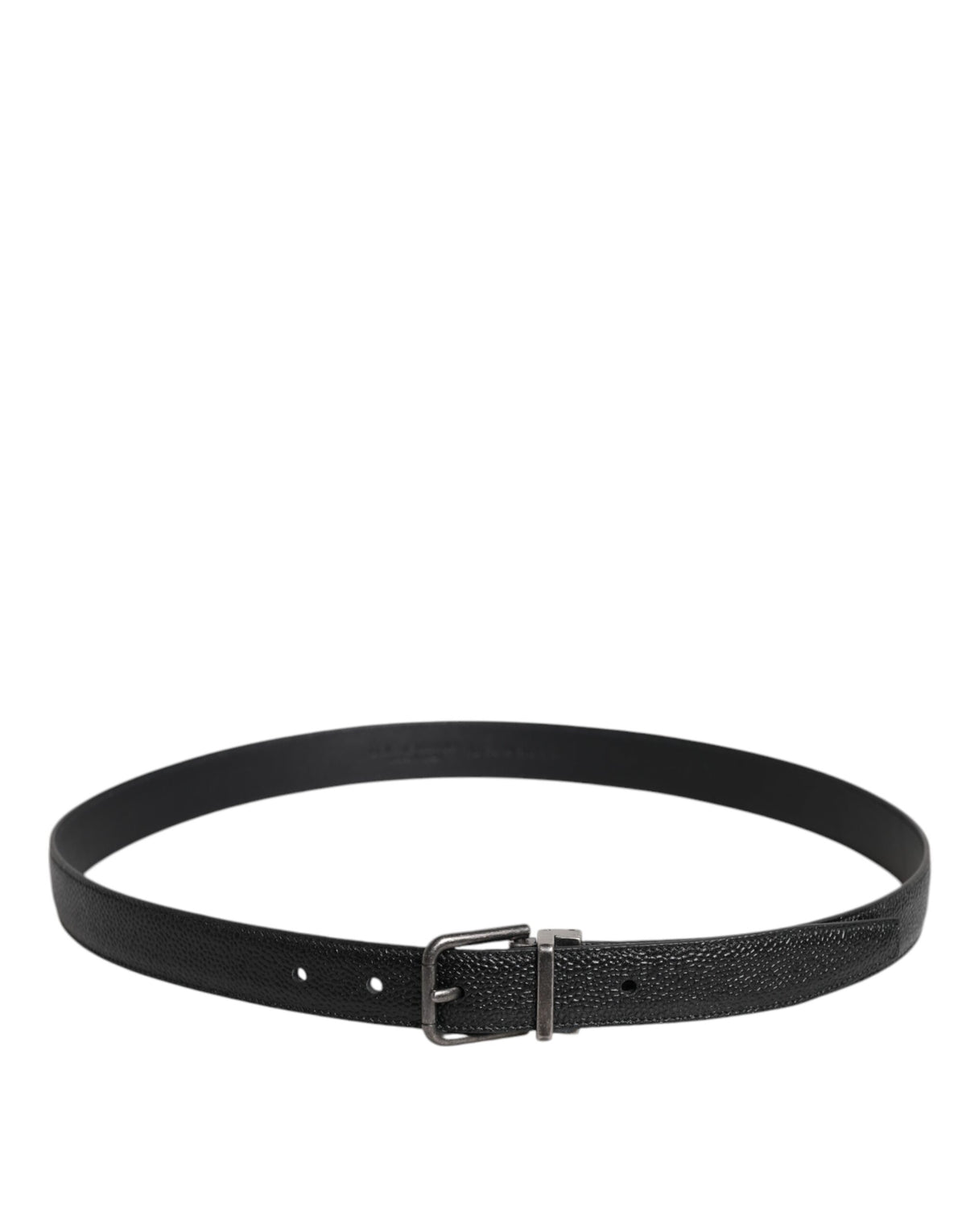 New Dolce & Gabbana Black Calf Leather Classic Metal Buckle Belt