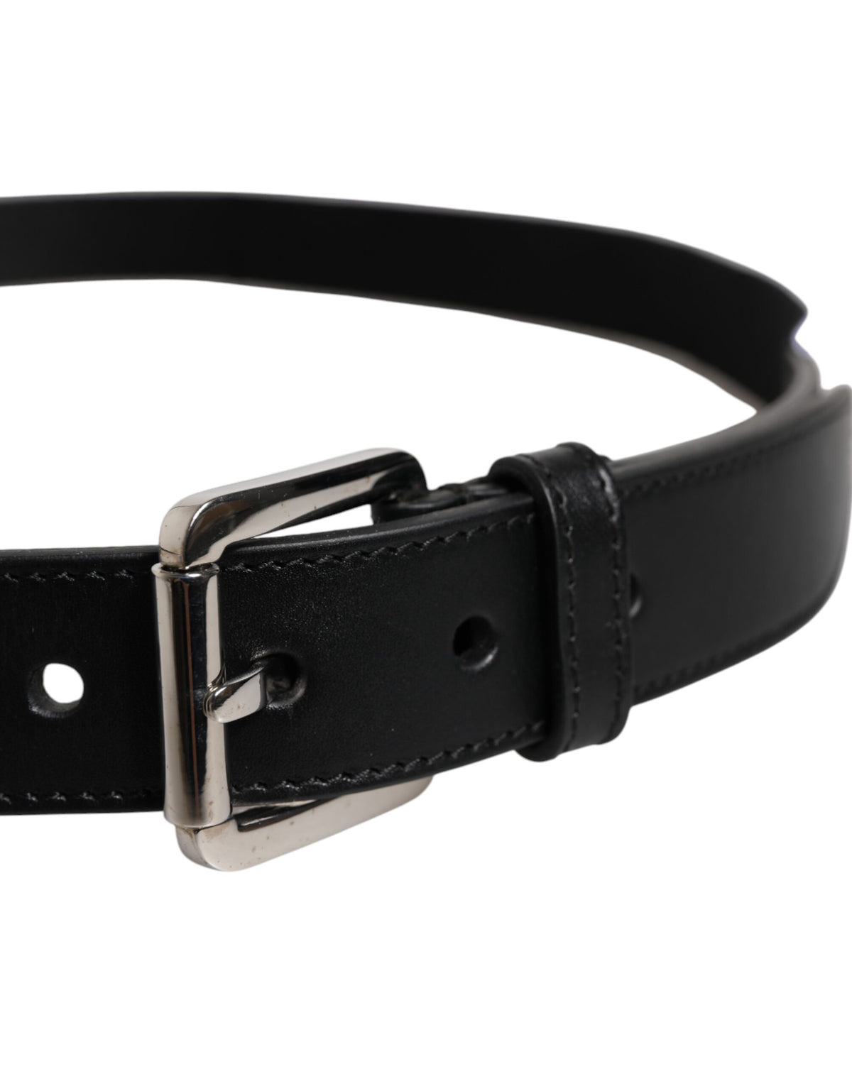 New Dolce & Gabbana Black White Printed Metal Logo Buckle Belt
