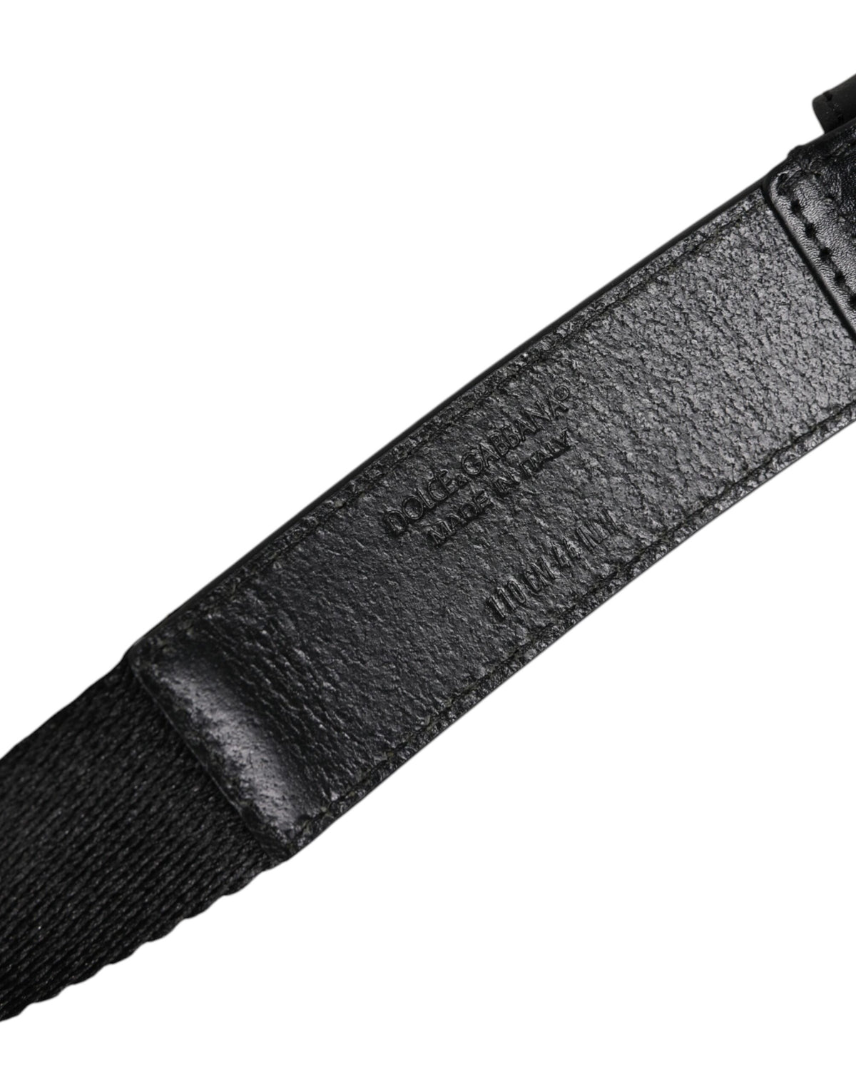 New Dolce & Gabbana Black White Printed Metal Logo Buckle Belt