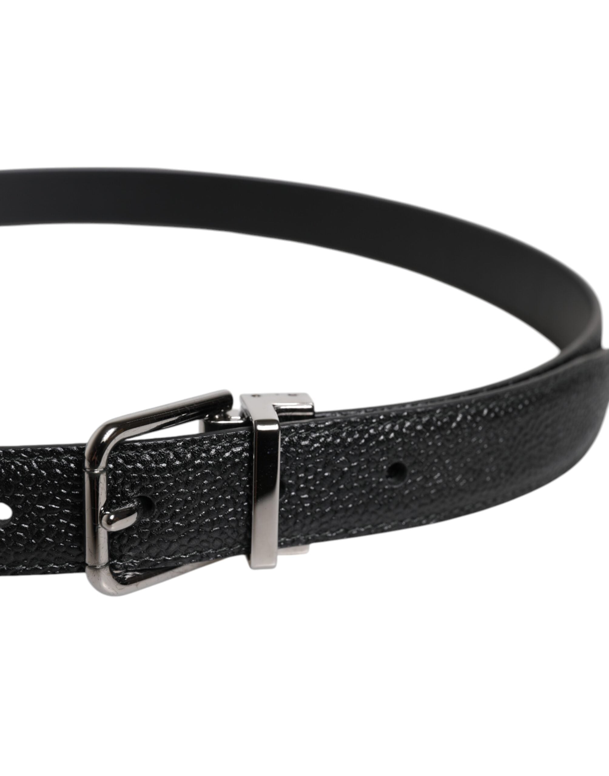 New Dolce & Gabbana Black Classic Metal Buckle Belt