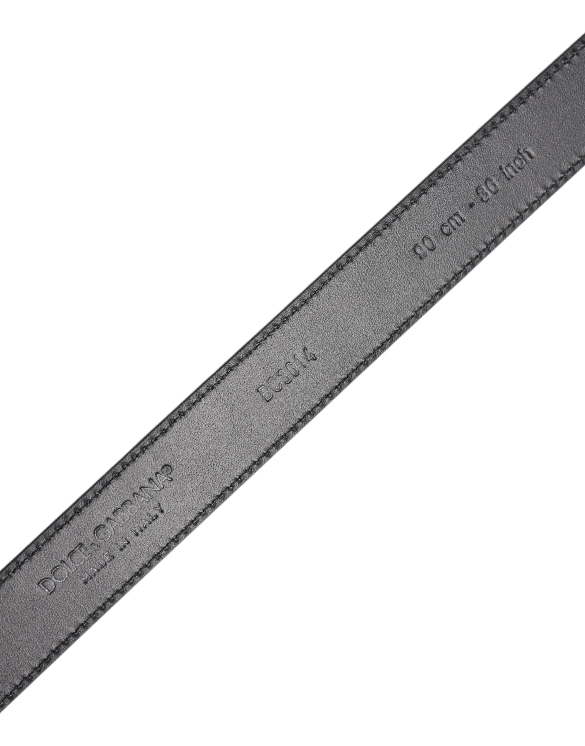 Dolce & Gabbana Black Calf Leather Classic Metal Buckle Belt