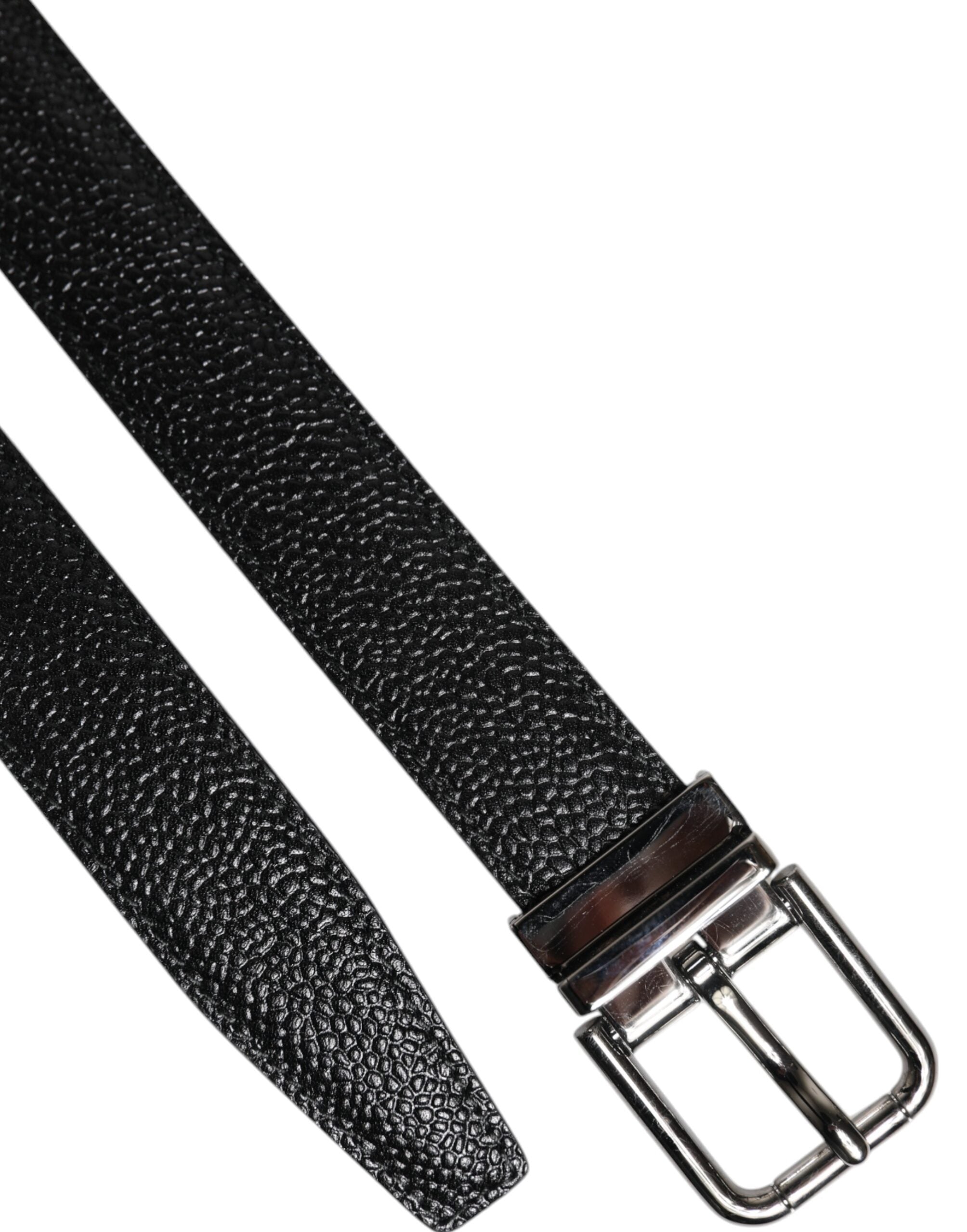 New Dolce & Gabbana Black Classic Metal Buckle Belt
