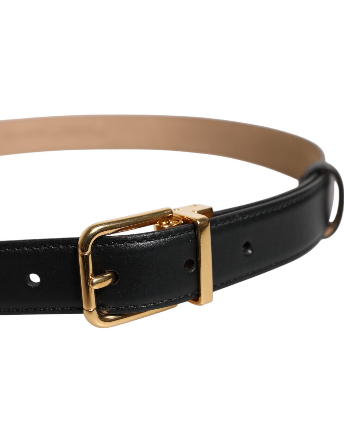 New Dolce & Gabbana Black Leather Logo Metal Waist Buckle Belt