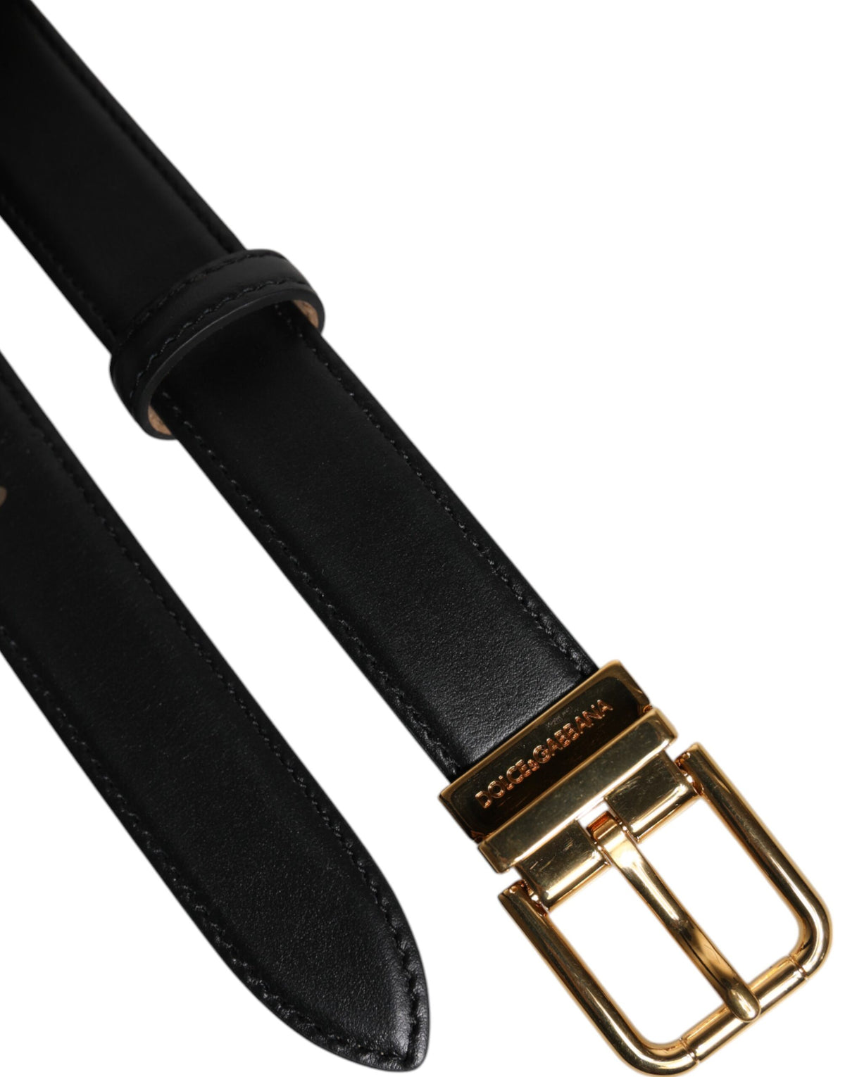 New Dolce & Gabbana Black Leather Logo Metal Waist Buckle Belt