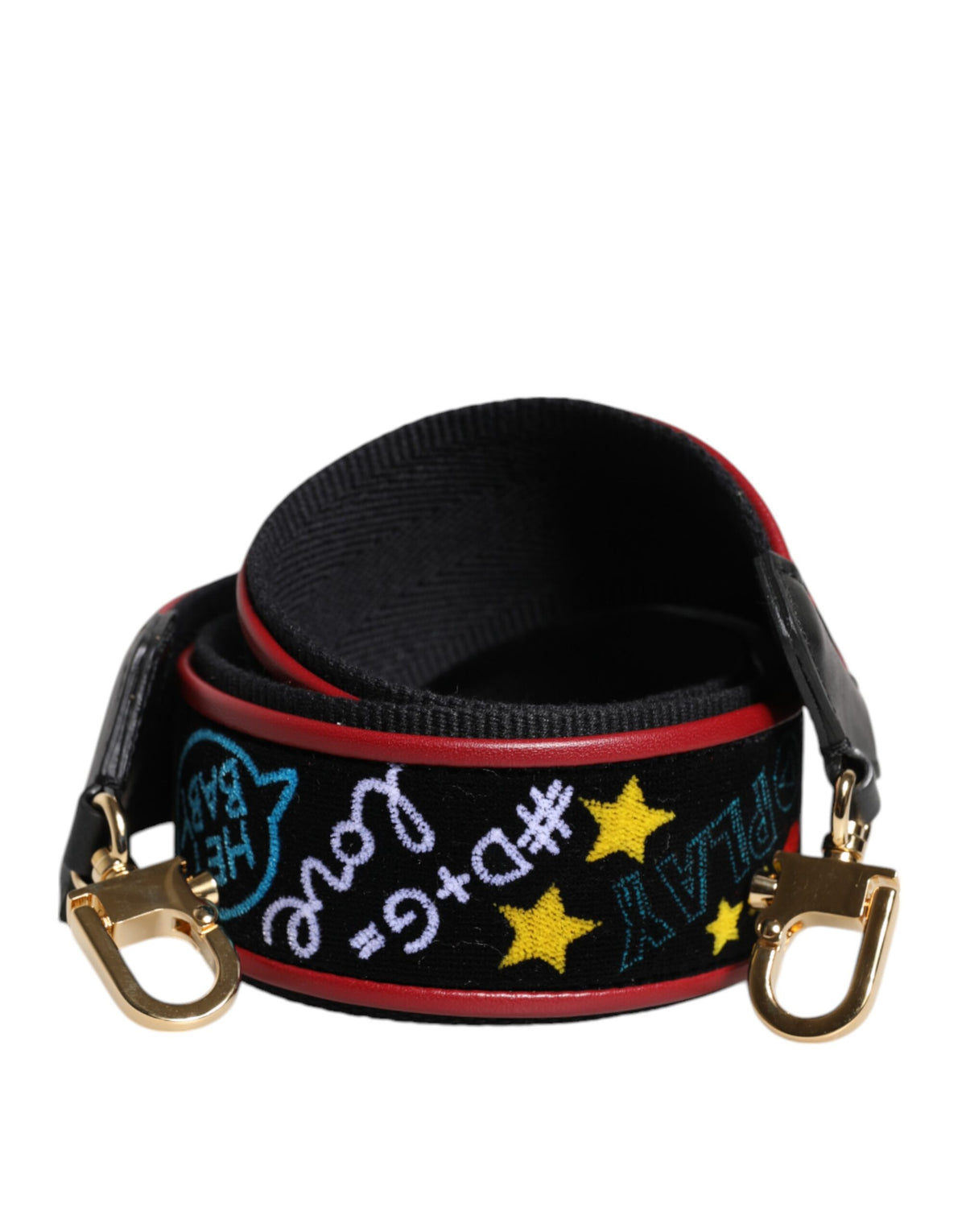 Dolce & Gabbana Black Cotton Printed Bag Shoulder Strap, new with tags – image 1 of 4