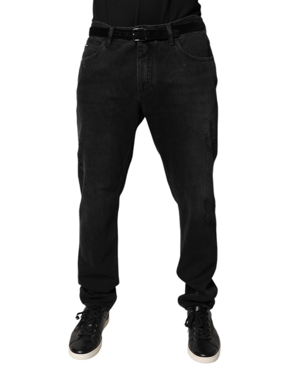 New Dolce & Gabbana Black Cotton Skinny Men Denim Jeans