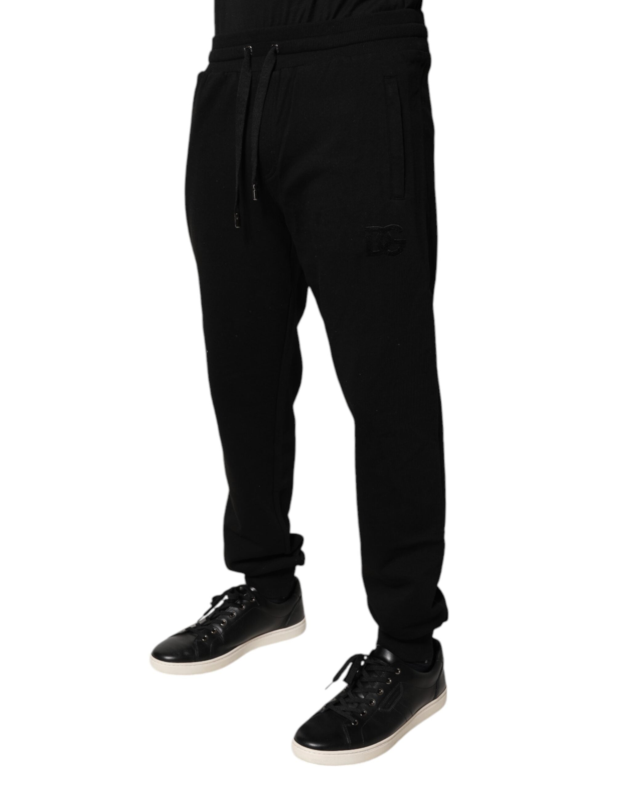 Dolce & Gabbana Black Cotton Mid Waist Jogger Sweatpants Pants