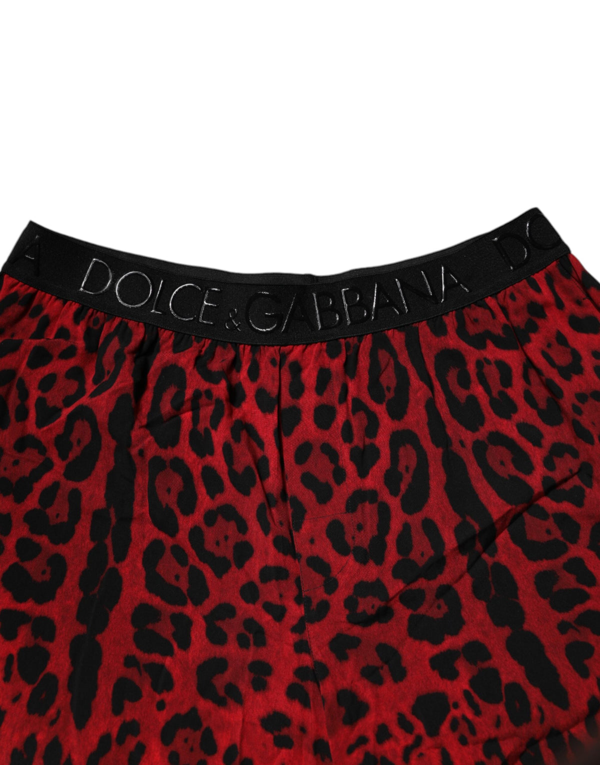 New Dolce & Gabbana Red Leopard Print Bermuda Shorts