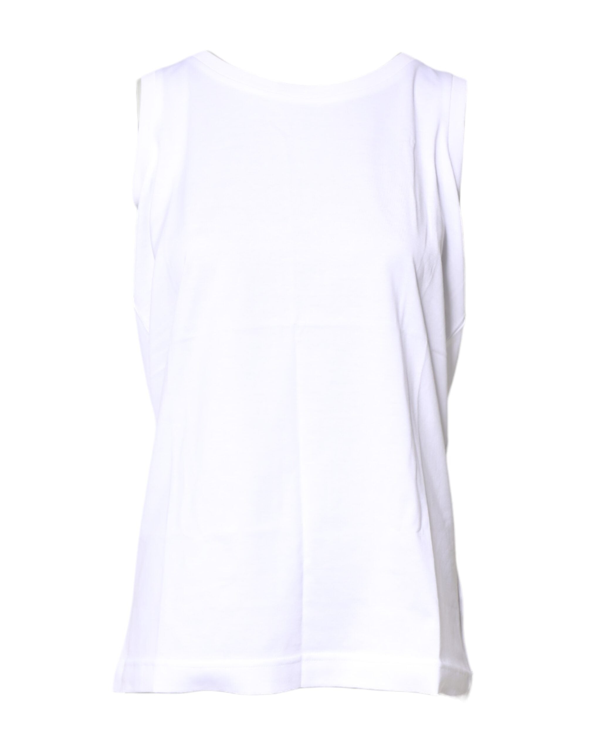 New Dolce & Gabbana White Cotton Sleeveless Crew Neck T-shirt
