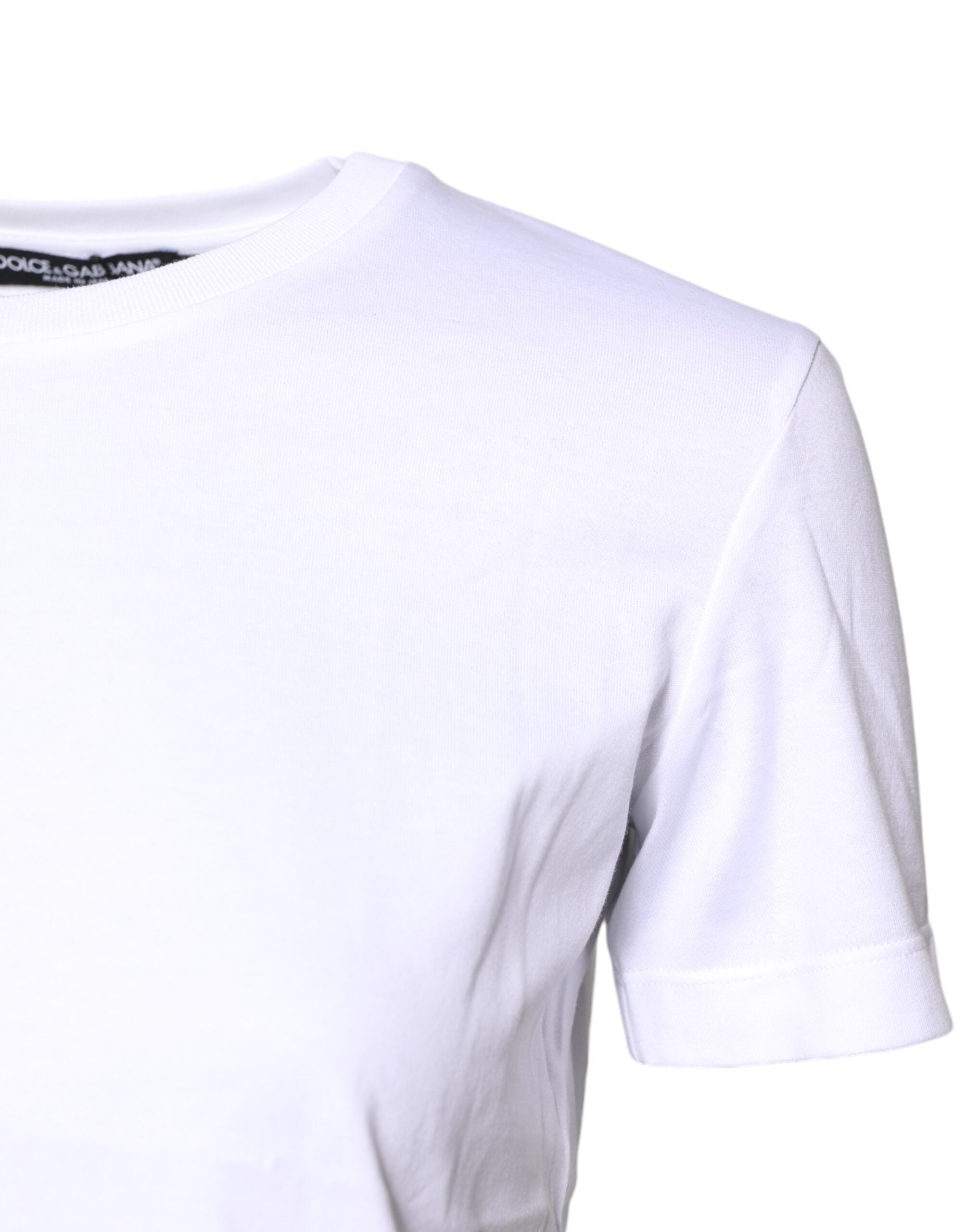 New Dolce & Gabbana White Cotton Crew Neck Short Sleeves T-shirt