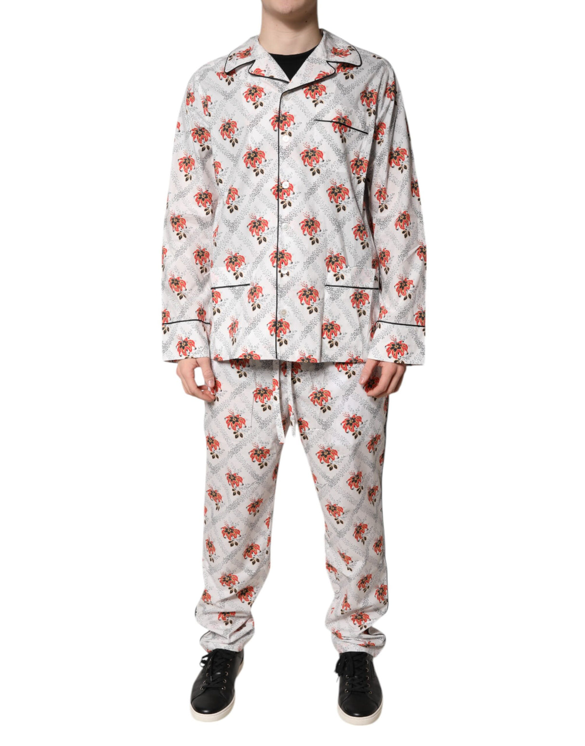 New Dolce & Gabbana Multicolor Floral Print Cotton Pajama Set Sleepwear
