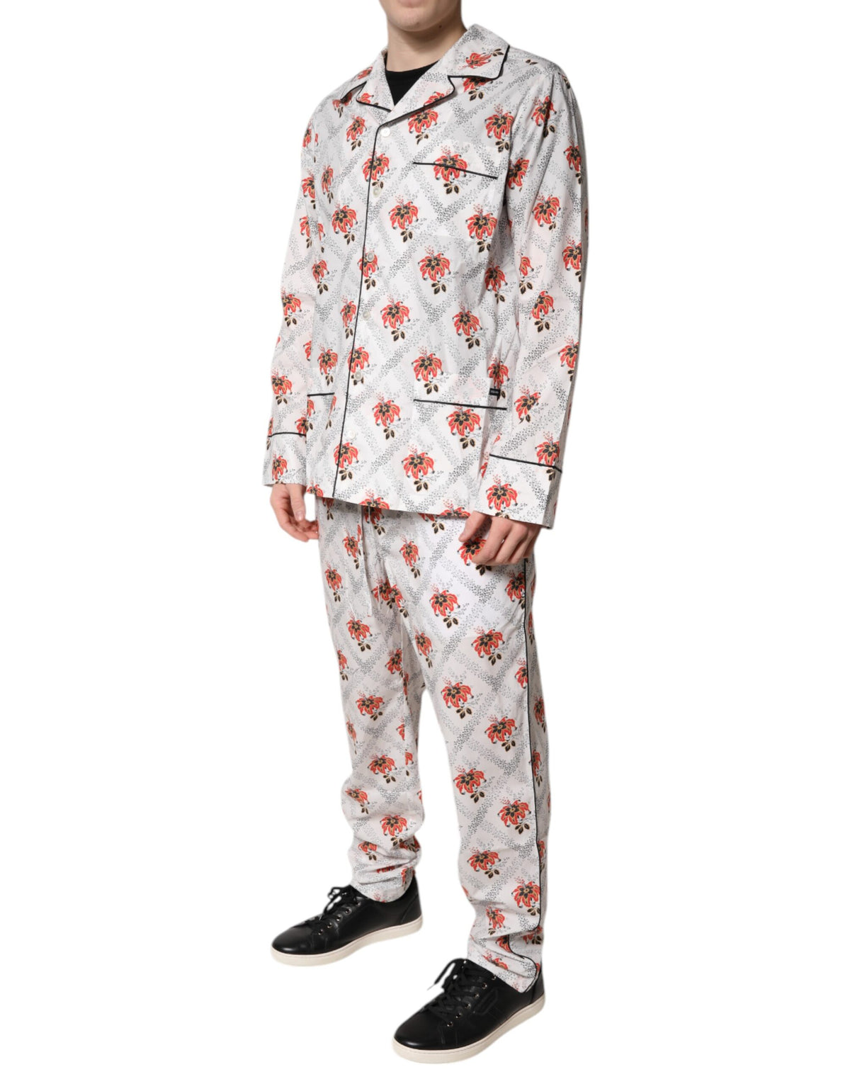 New Dolce & Gabbana Multicolor Floral Print Cotton Pajama Set Sleepwear