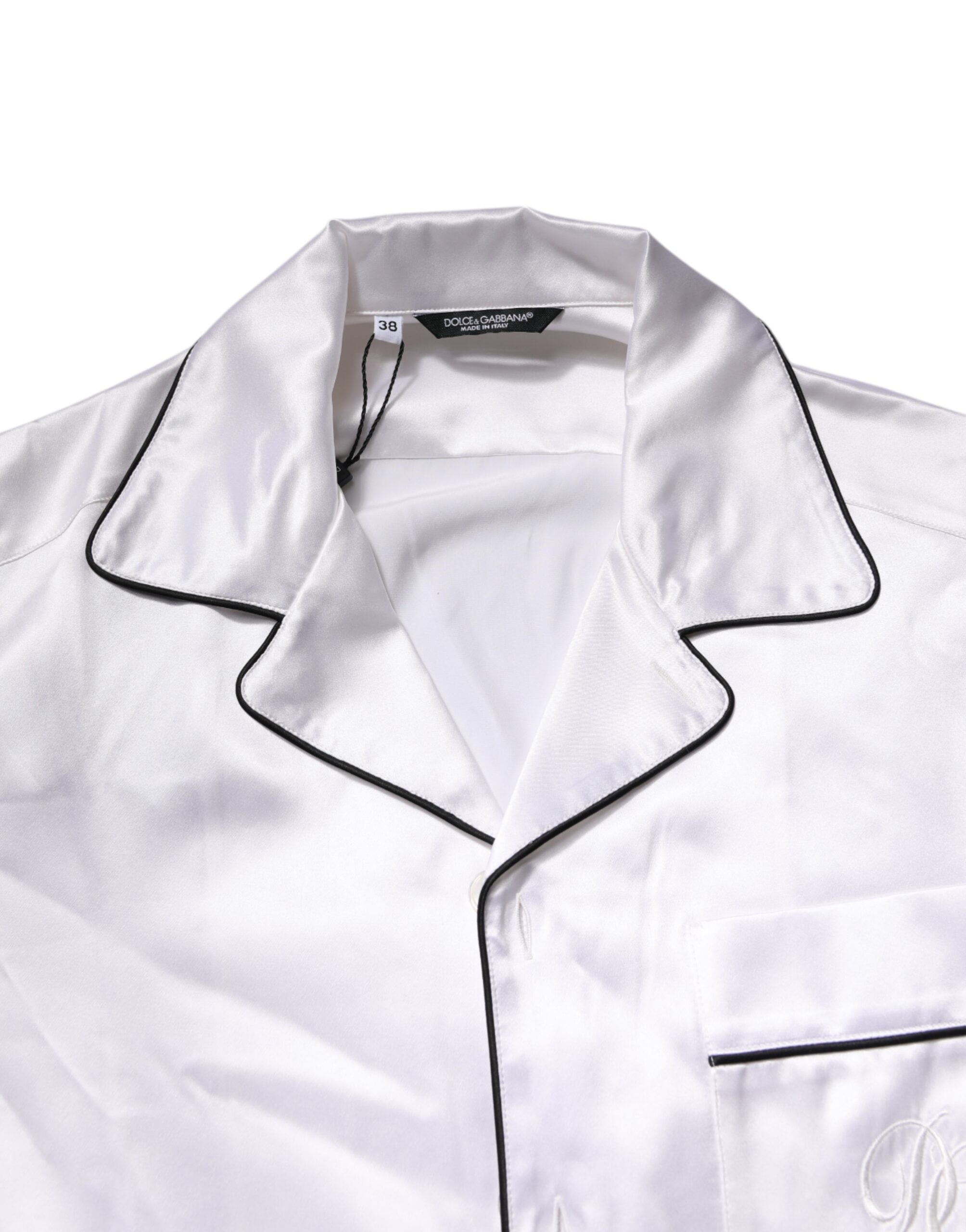 Pre-Owned Dolce & Gabbana White Satin Silk Men Pajama Set Sleepwear
