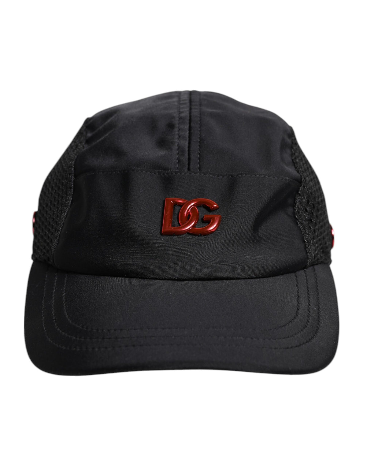 New Dolce & Gabbana Black Nylon DG Logo 6 Panels Baseball Cap