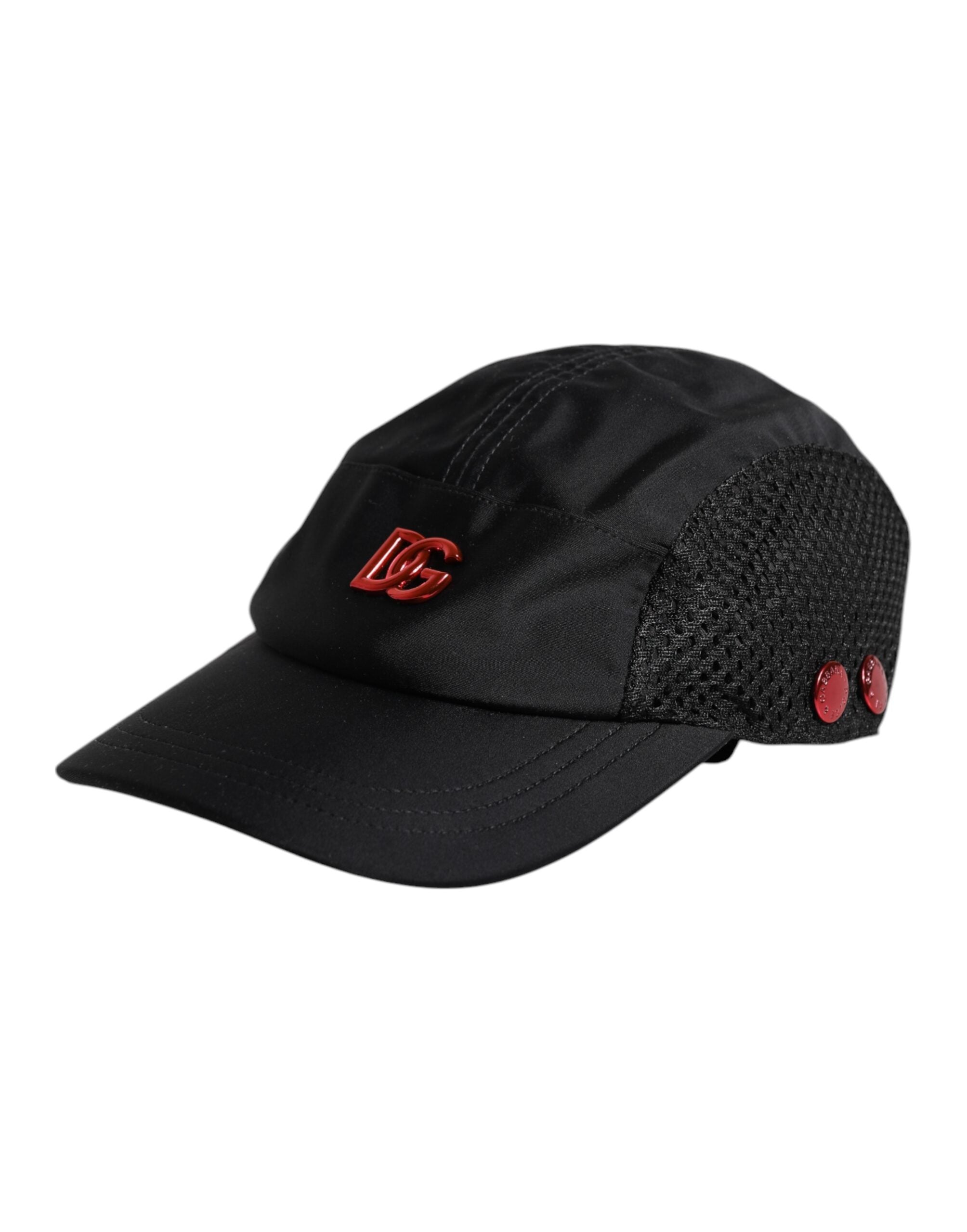 New Dolce & Gabbana Black Nylon DG Logo 6 Panels Baseball Cap
