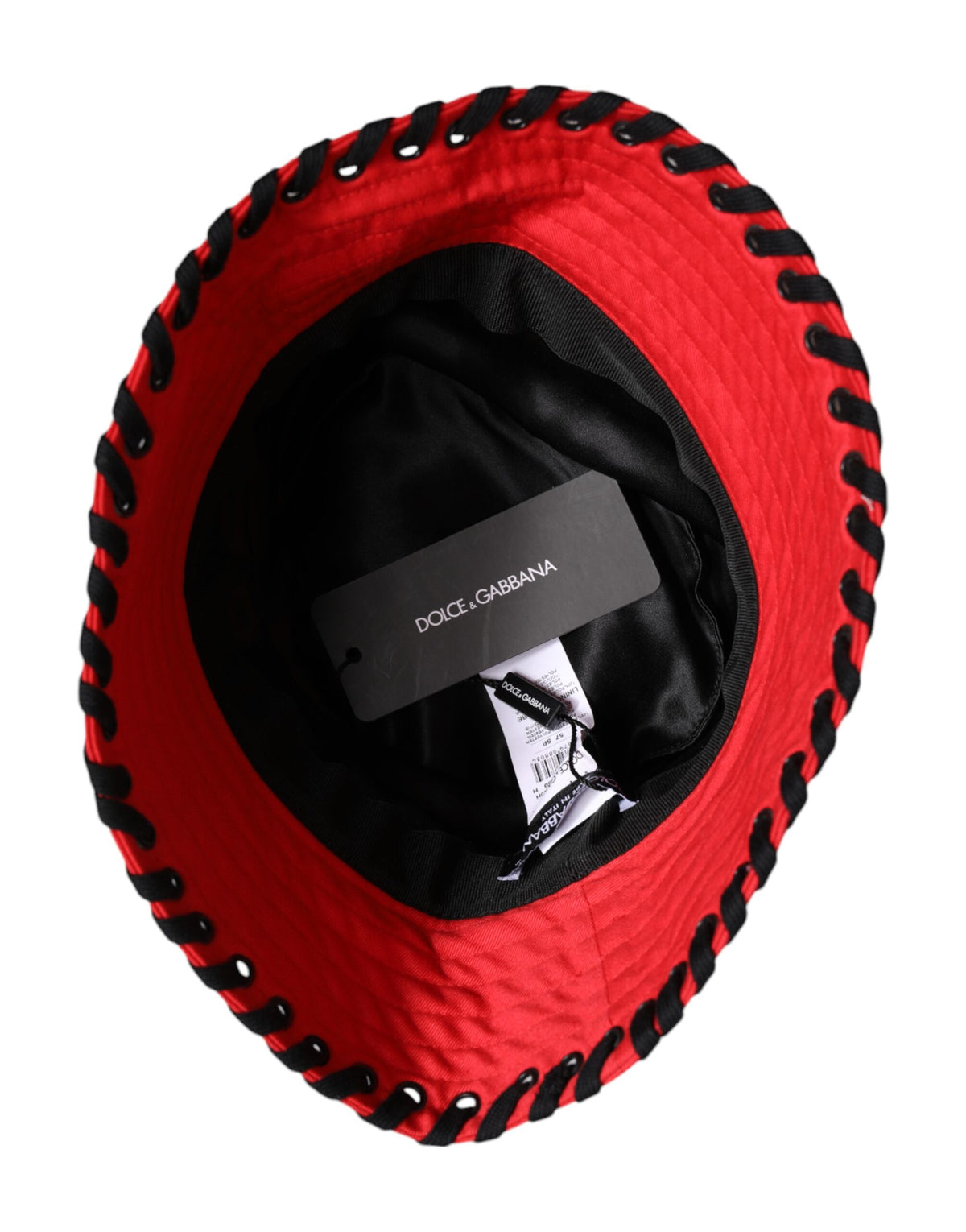 New Dolce & Gabbana Red Lace Wide Brim Bucket Hat