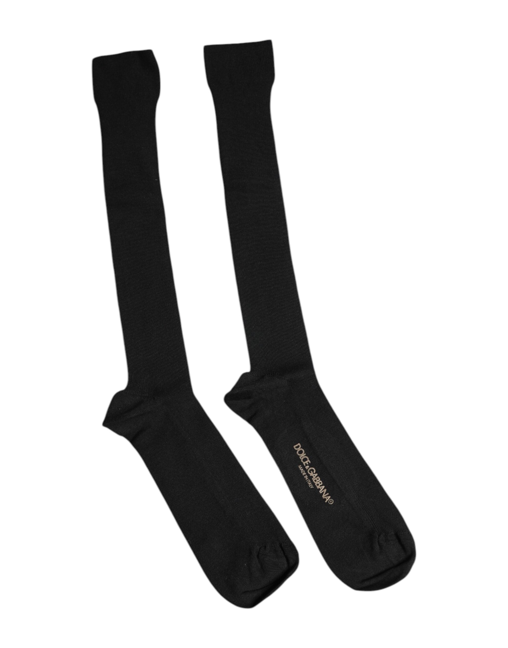 Dolce & Gabbana Black Viscose Logo Over The Socks