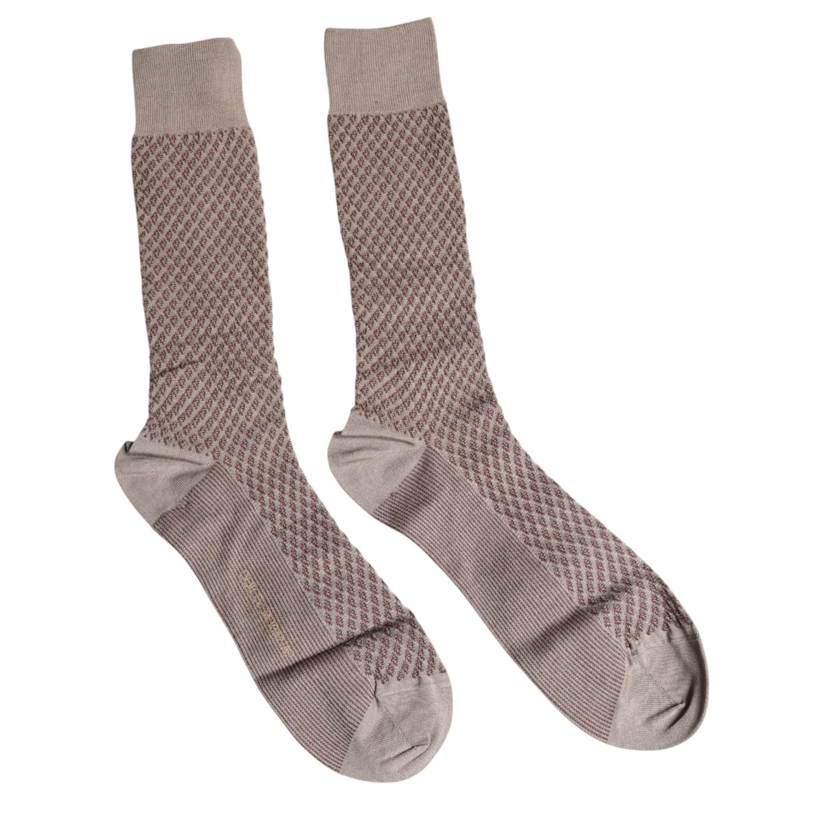 New Dolce & Gabbana Brown Solid DG Logo Mid Calf Men Socks