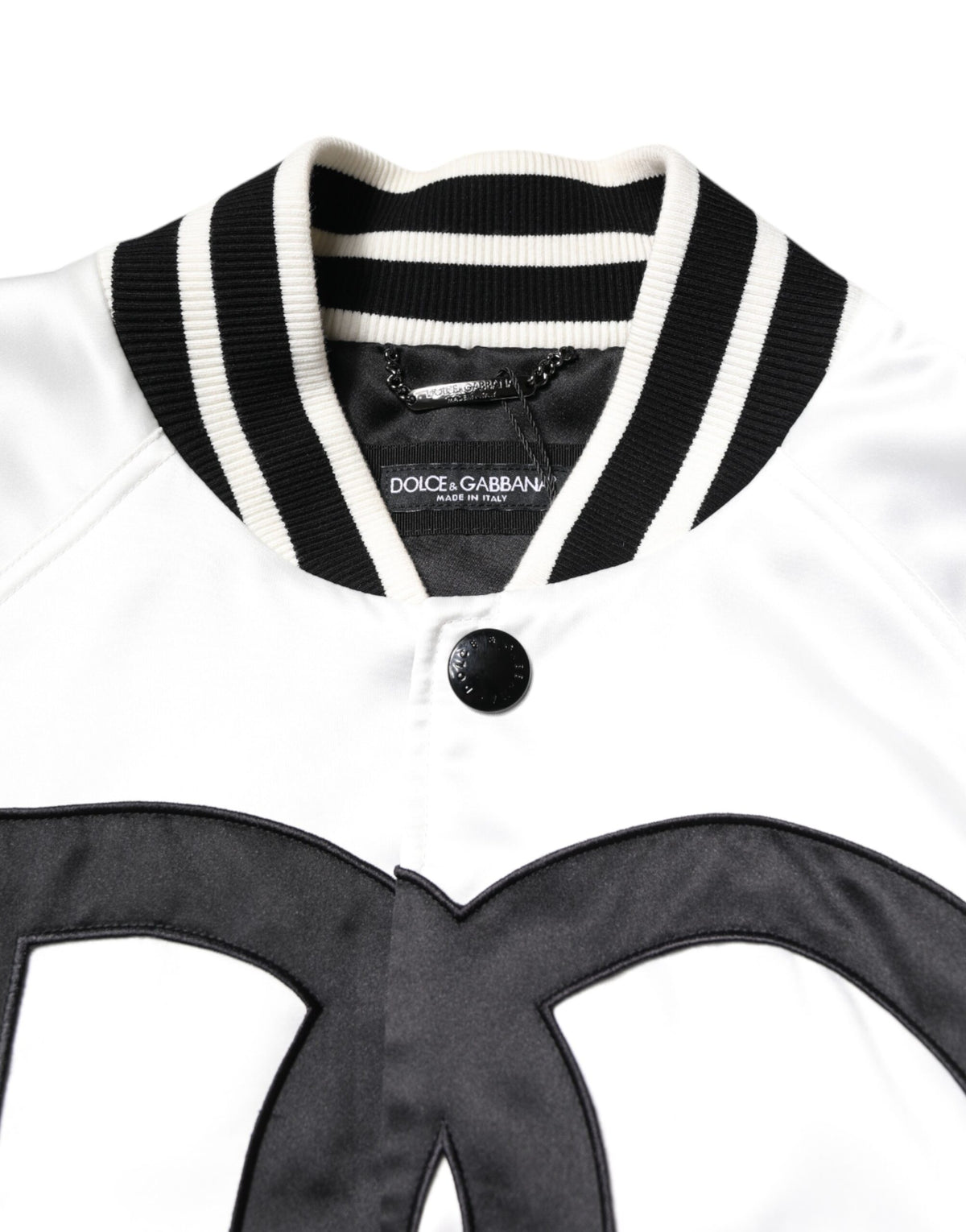 New Dolce & Gabbana White DG Logo Jersey Bomber Jacket