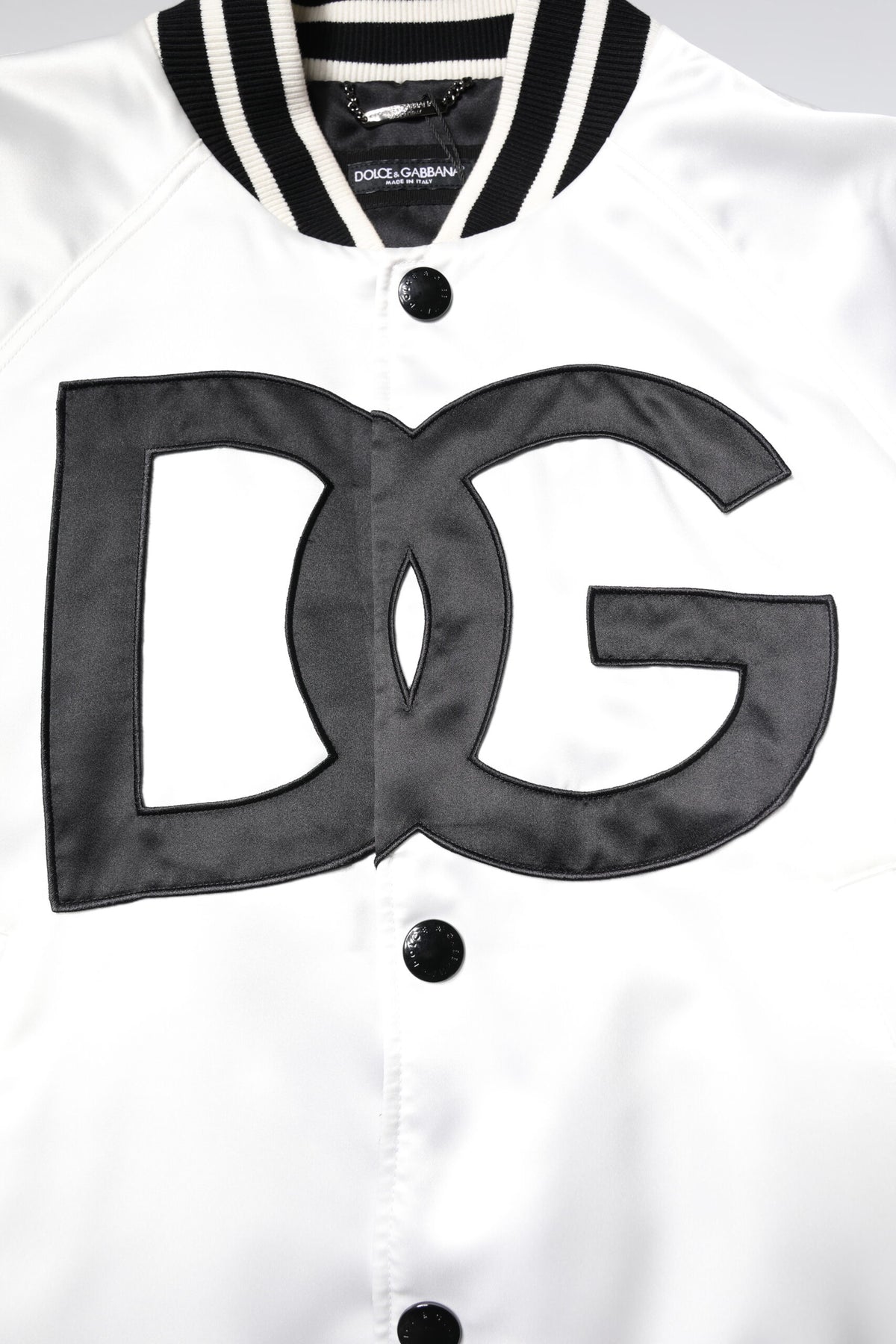 New Dolce & Gabbana White DG Logo Jersey Bomber Jacket
