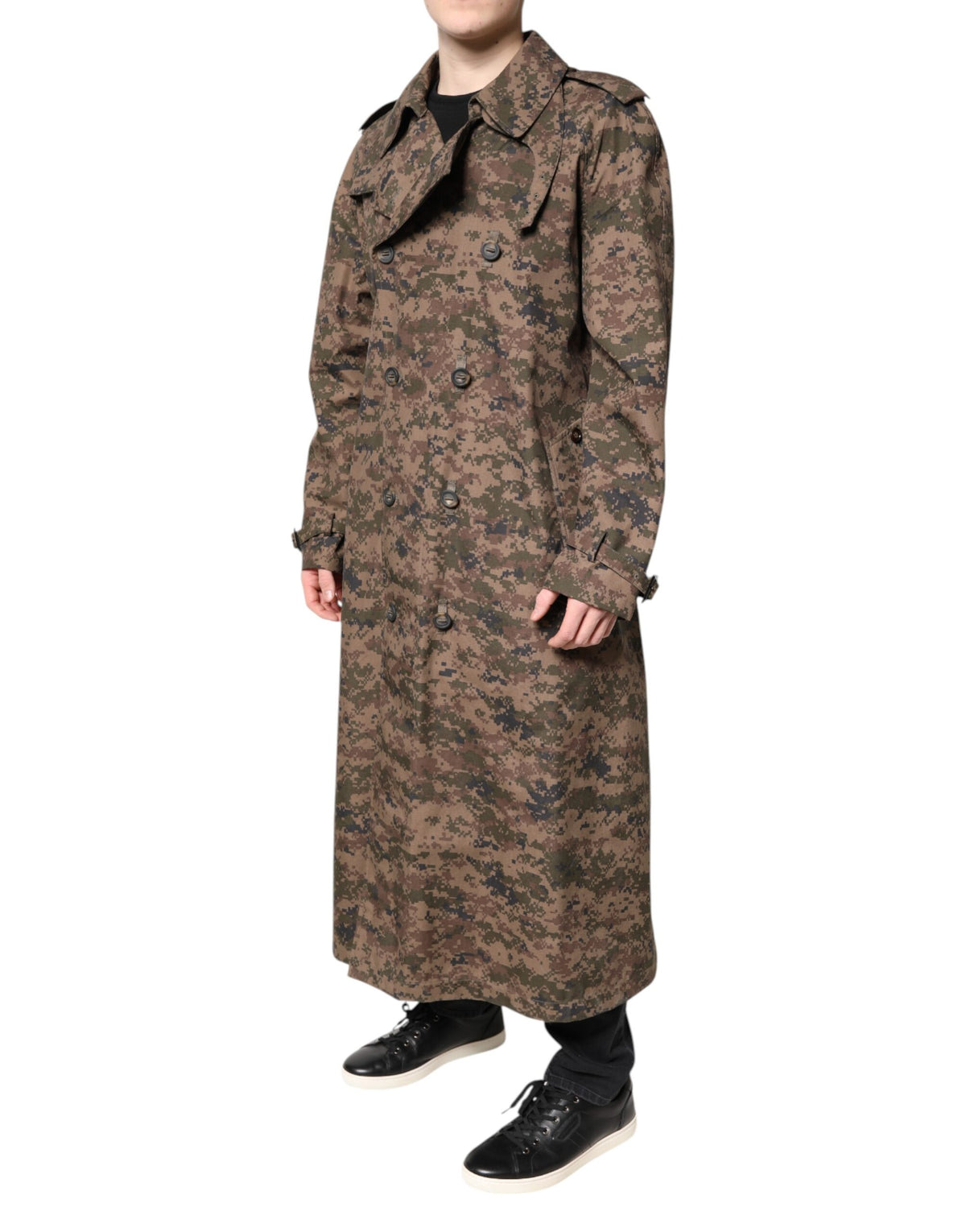New Dolce & Gabbana Multicolor Camouflage Double Breasted Coat Jacket