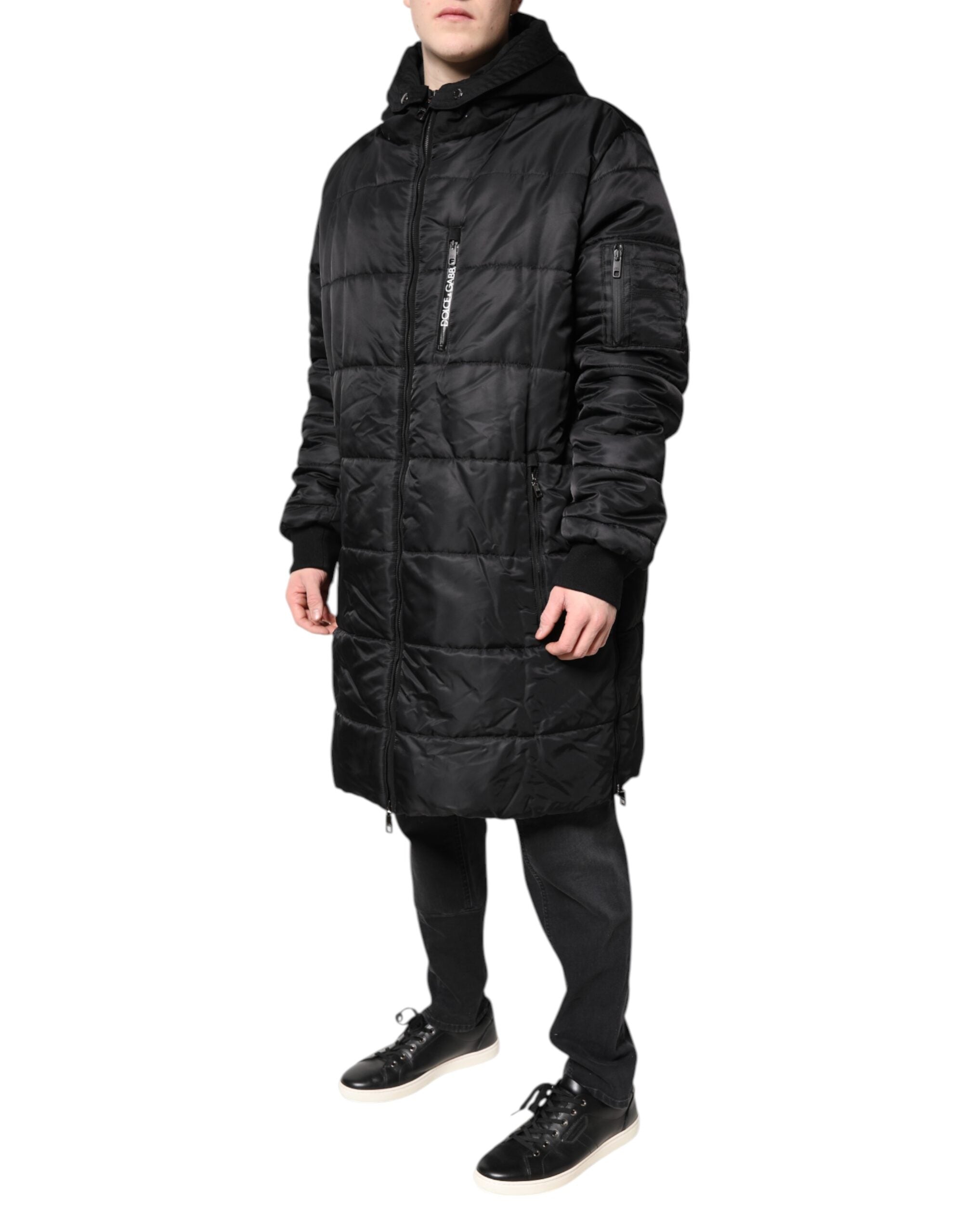 Pre-Owned Dolce & Gabbana Black Hooded Parka Coat Winter Jacket