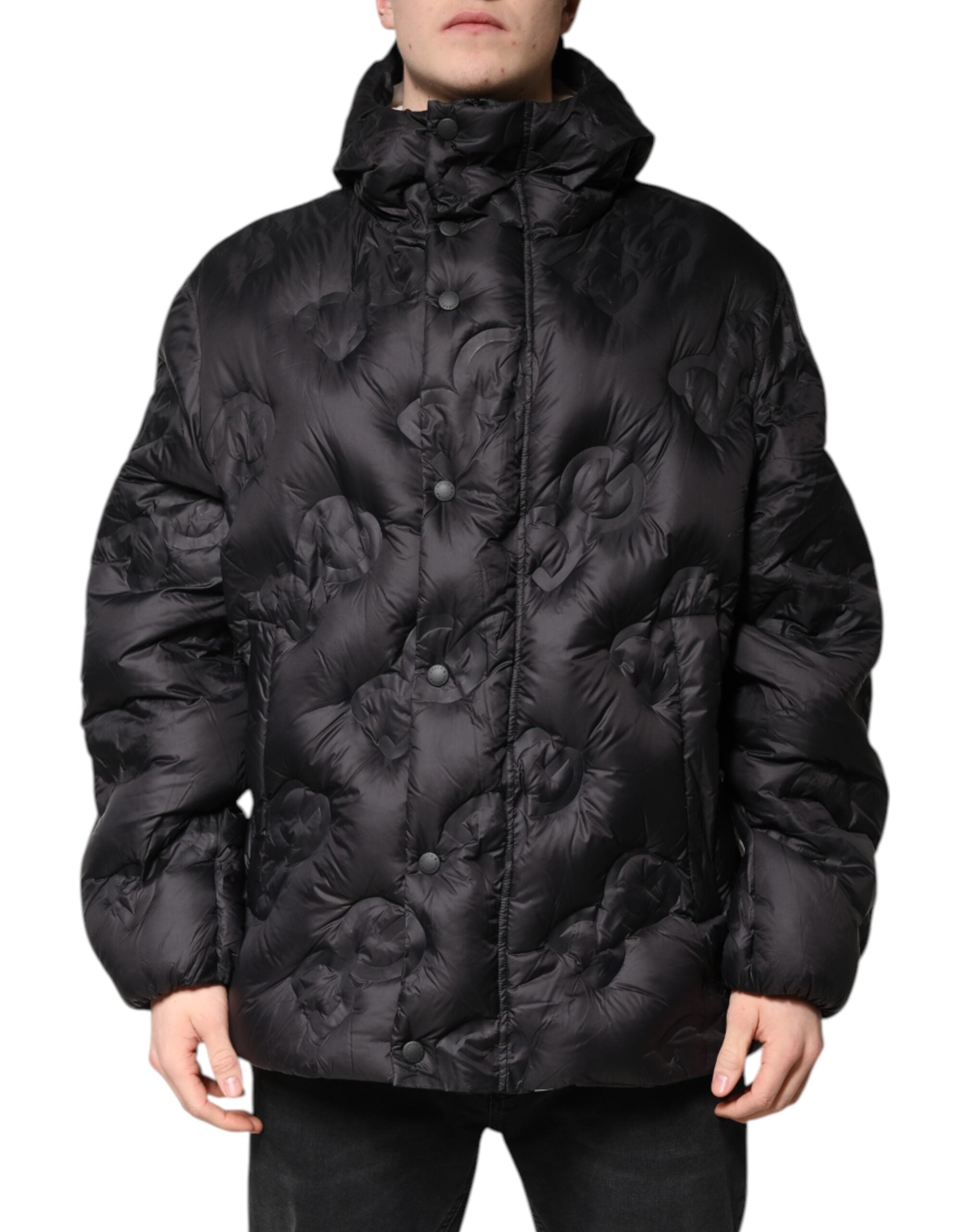 New Dolce & Gabbana Black Hooded Parka Coat Winter Jacket