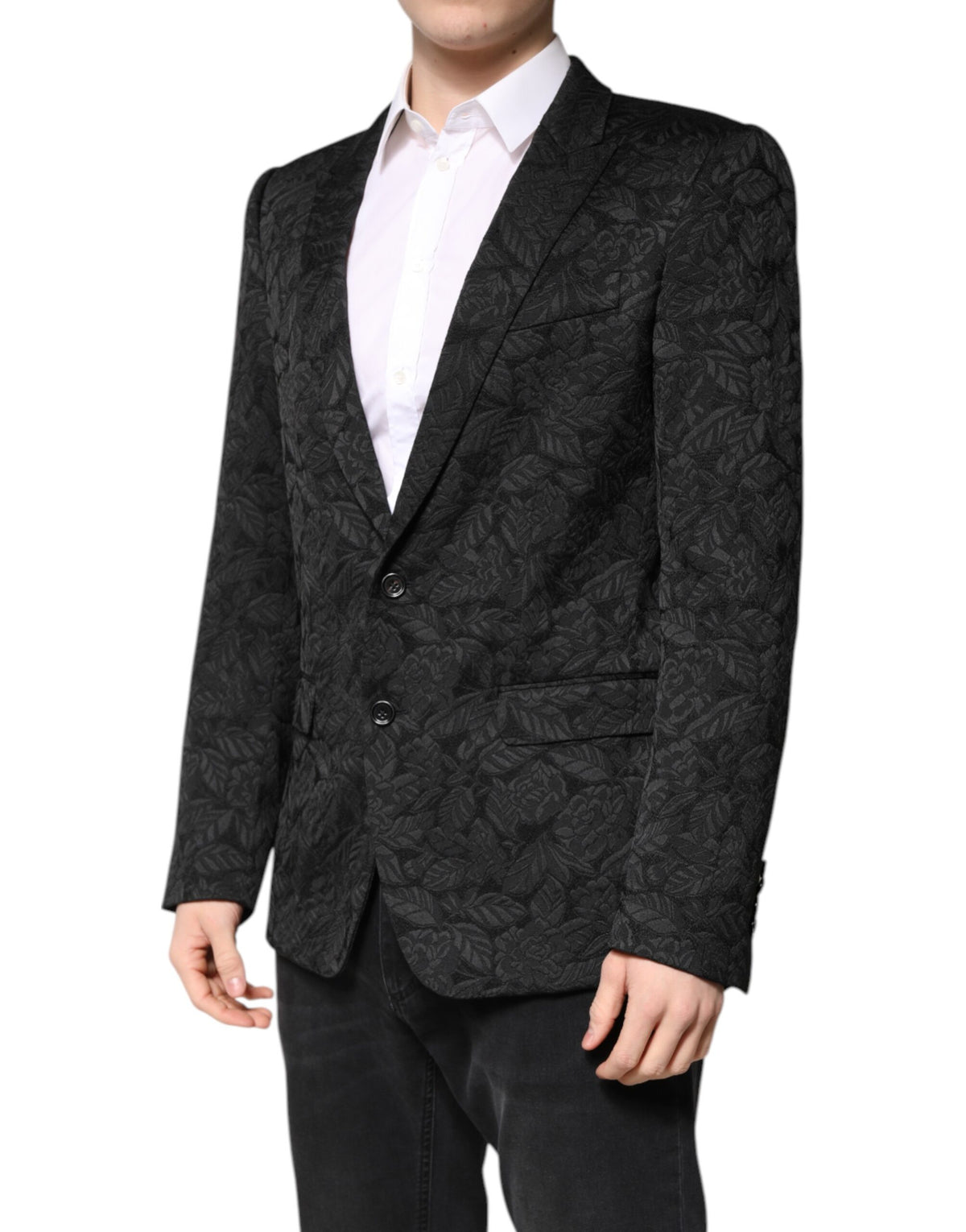 New Dolce & Gabbana Black MARTINI Brocade Single Breasted Blazer
