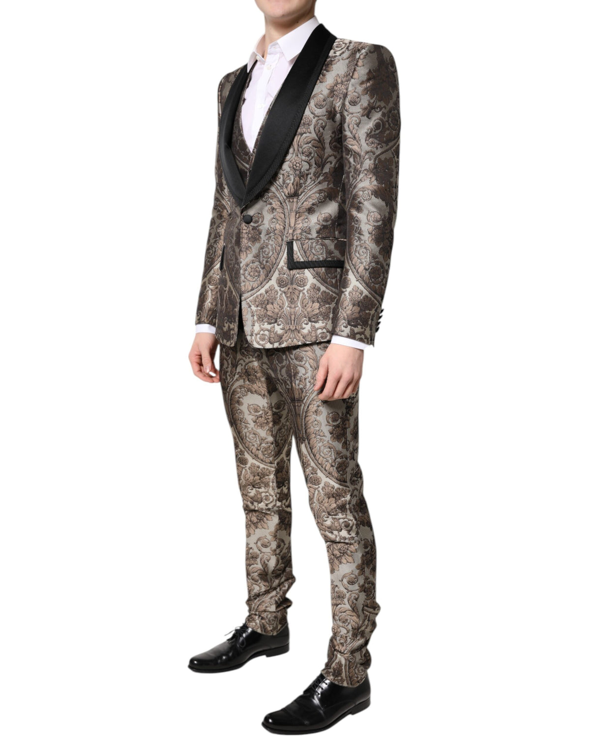 New Dolce & Gabbana Multicolor Jacquard Single Breasted 3 Piece Suit