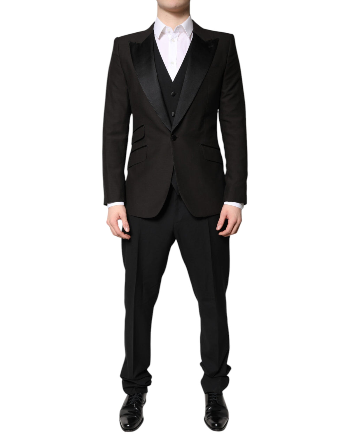 New Dolce & Gabbana Dark Gray Single Breasted Formal 3 Piece Suit