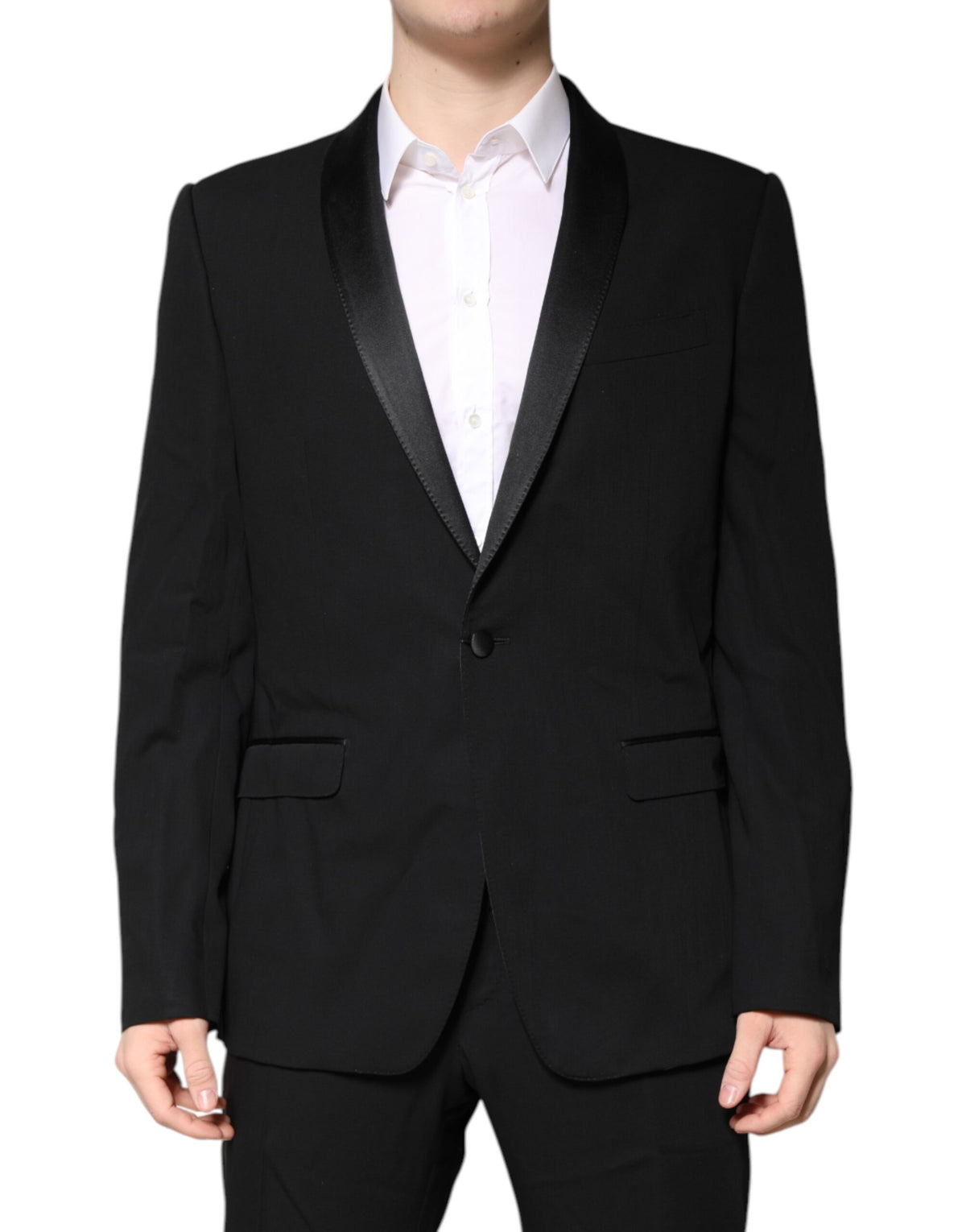 New Dolce & Gabbana Black Wool Single Breasted 2 Piece Suit