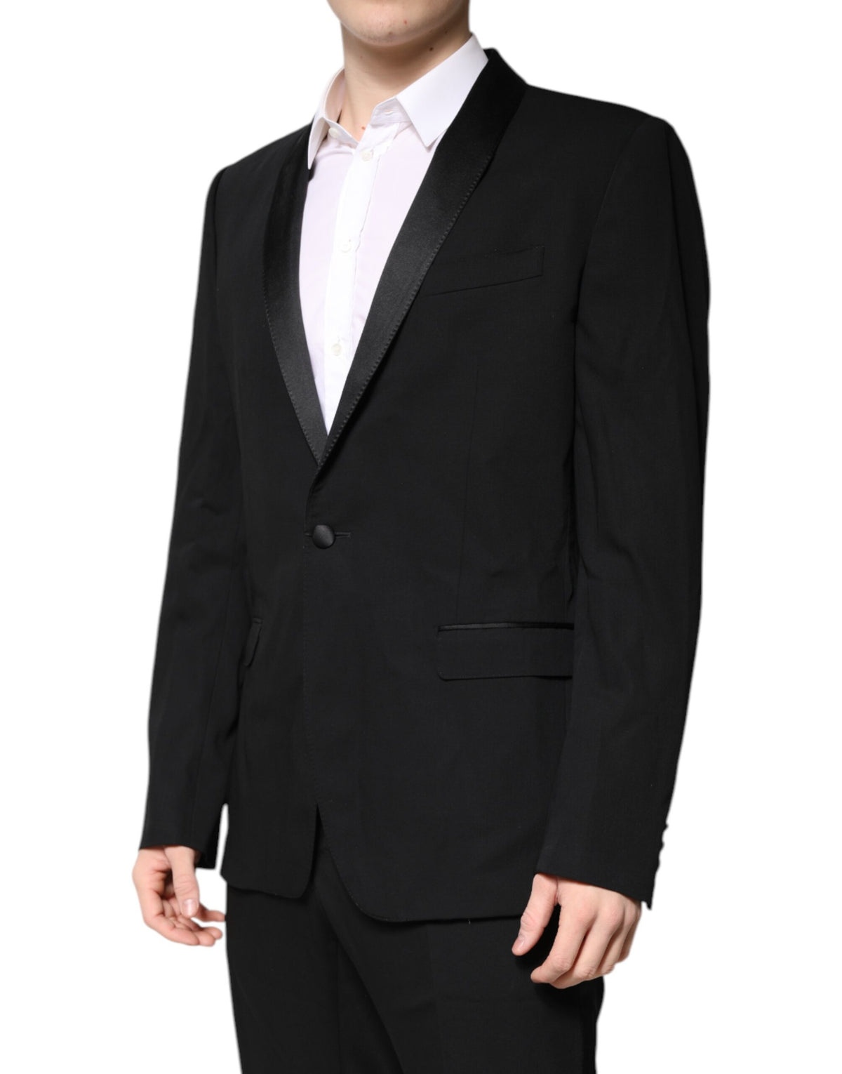 New Dolce & Gabbana Black Wool Single Breasted 2 Piece Suit