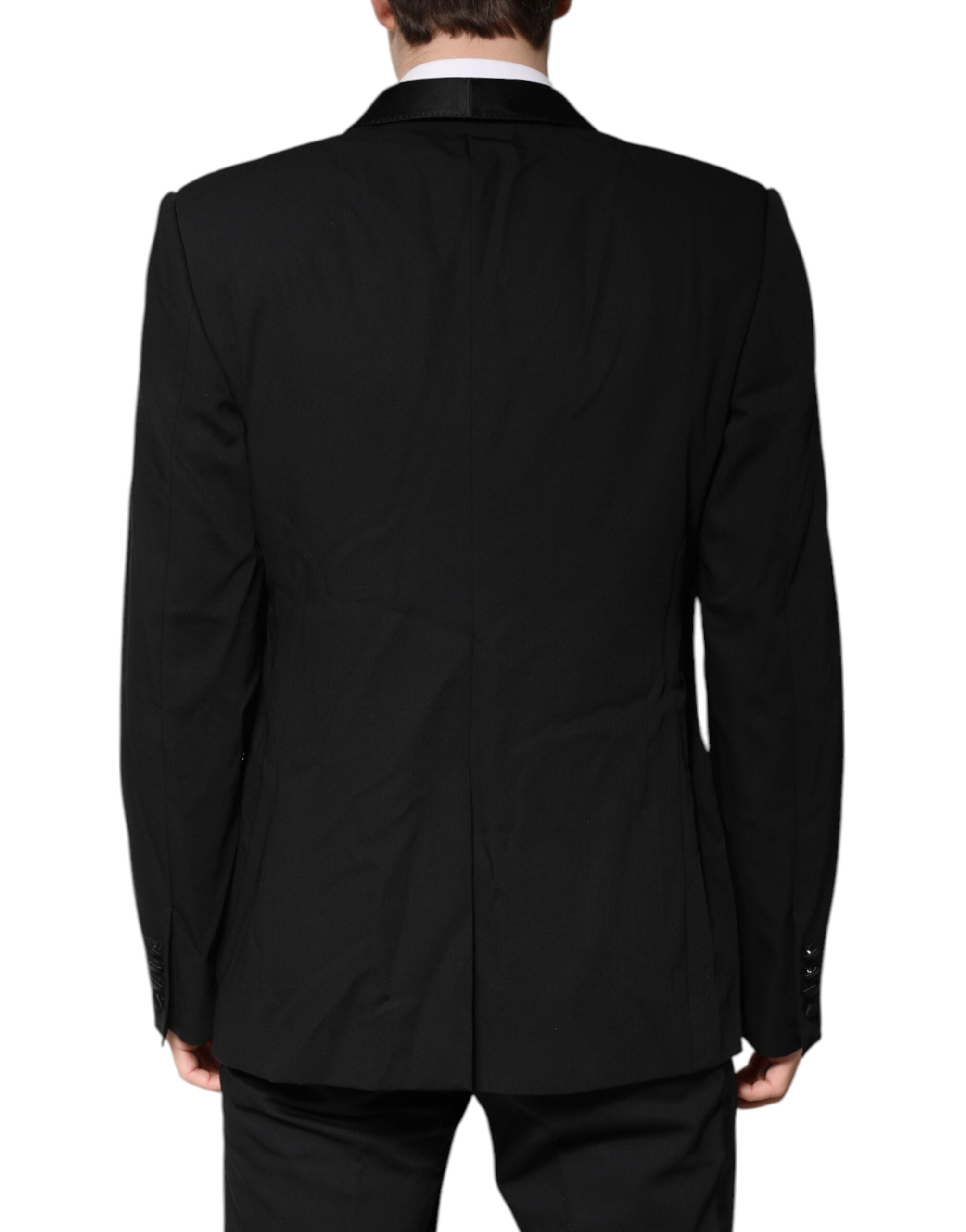 New Dolce & Gabbana Black Wool Single Breasted 2 Piece Suit
