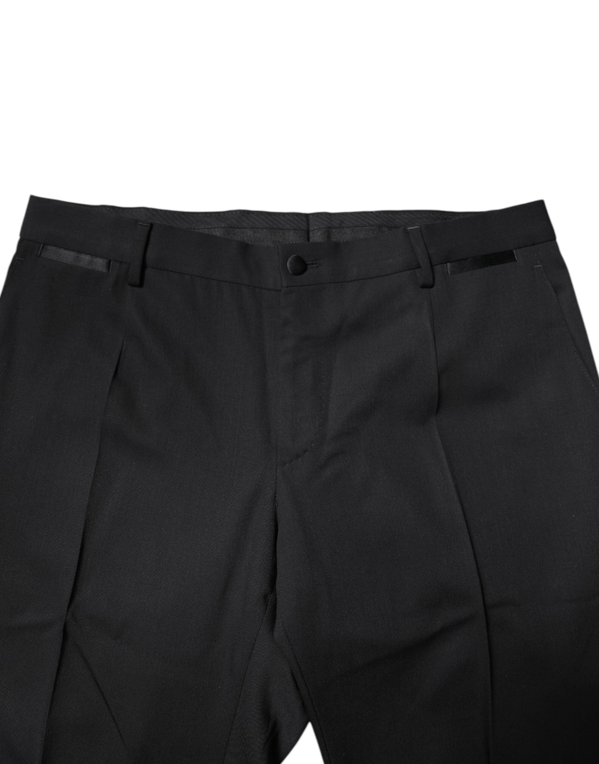 New Dolce & Gabbana Black Wool Single Breasted 2 Piece Suit