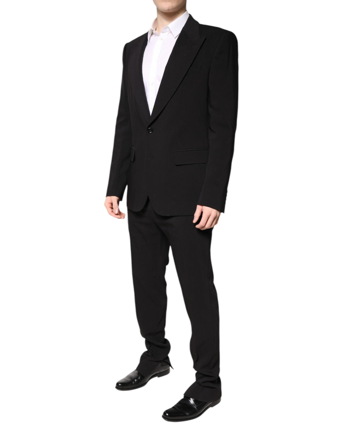 Dolce & Gabbana Black Cotton Single Breasted 2 Piece Suit